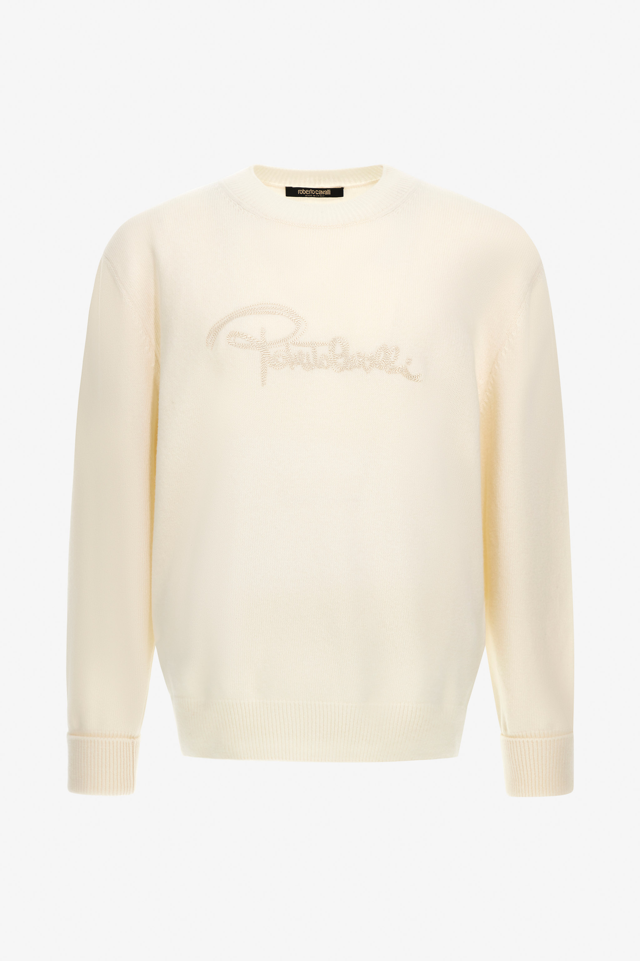 Roberto Cavalli Men's Ivory Logo Sweatshirt - Ready To Wear