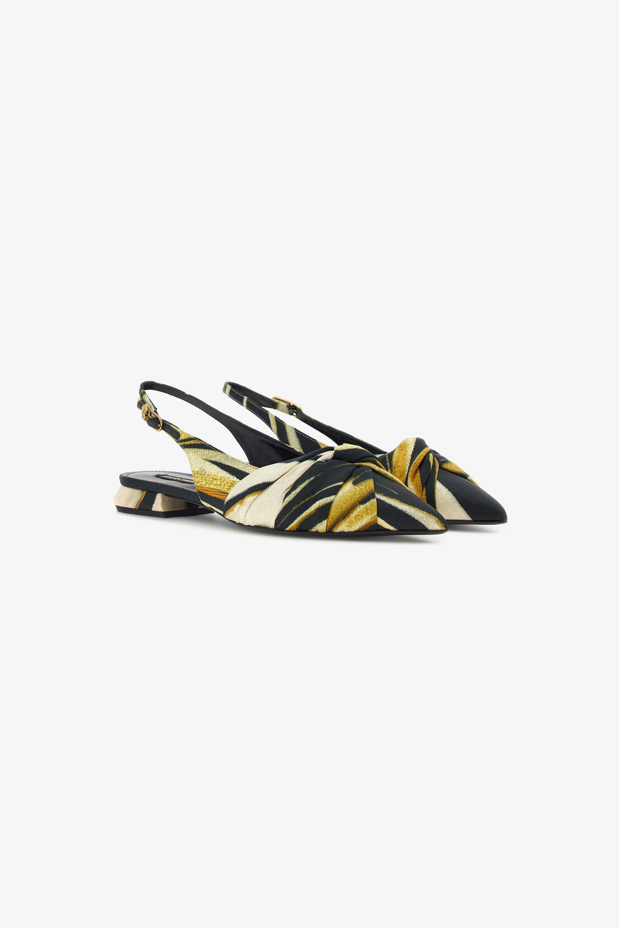 Roberto Cavalli Print Satin The Pettegola Slingback with low heel