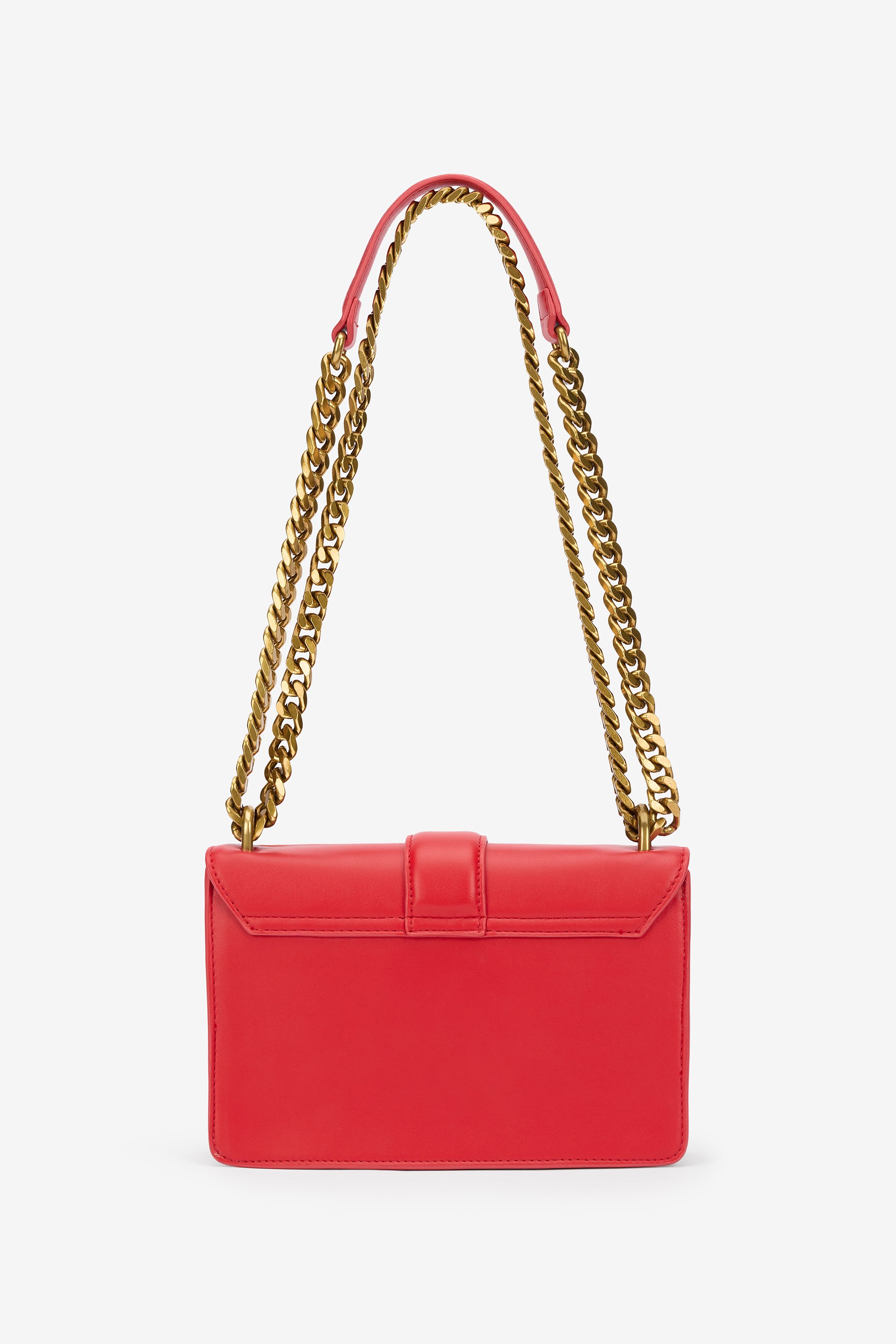 Red Shoulder Bag with Snake Buckle