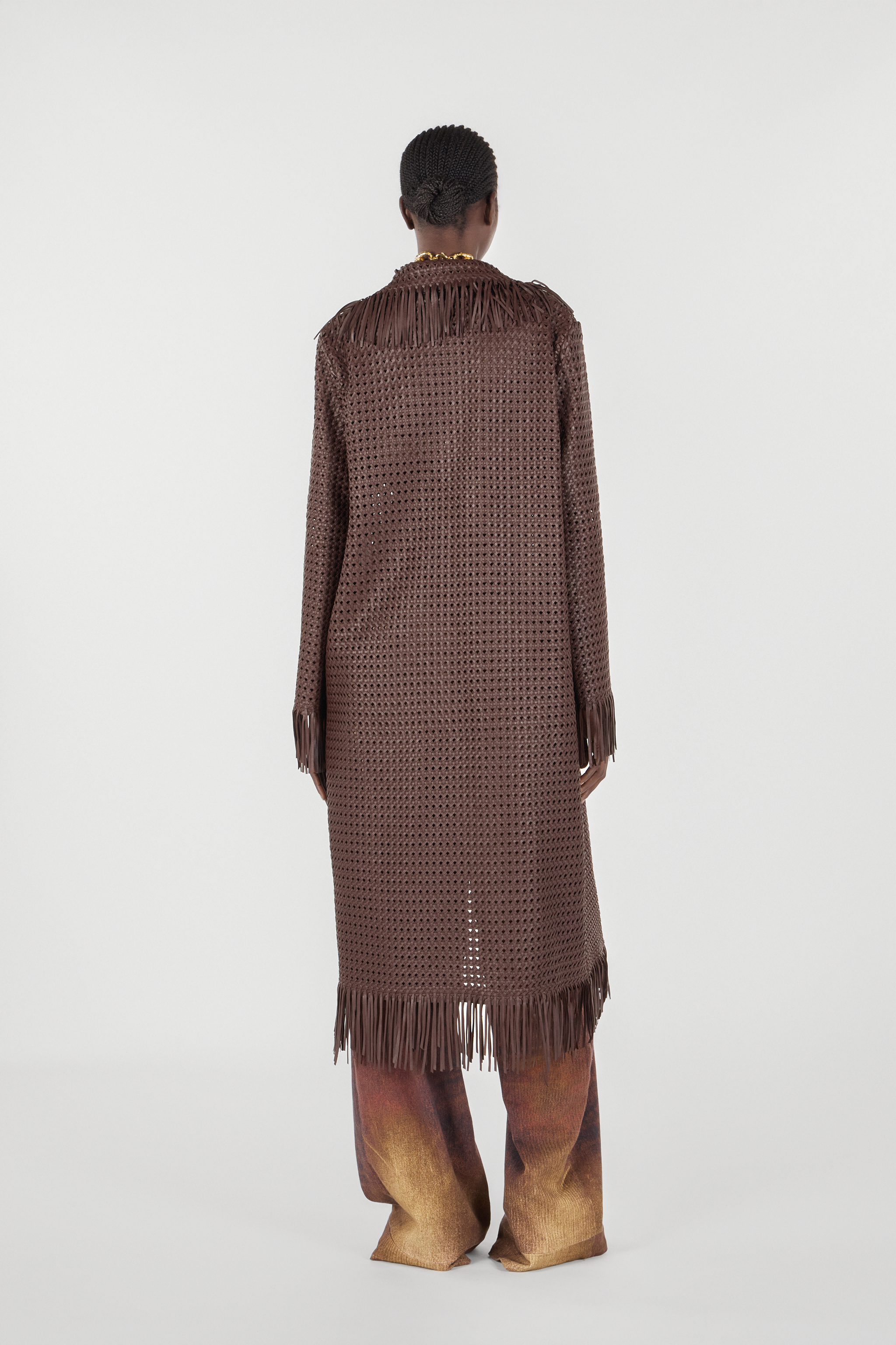Roberto Cavalli Woman Leather Coat In Brown