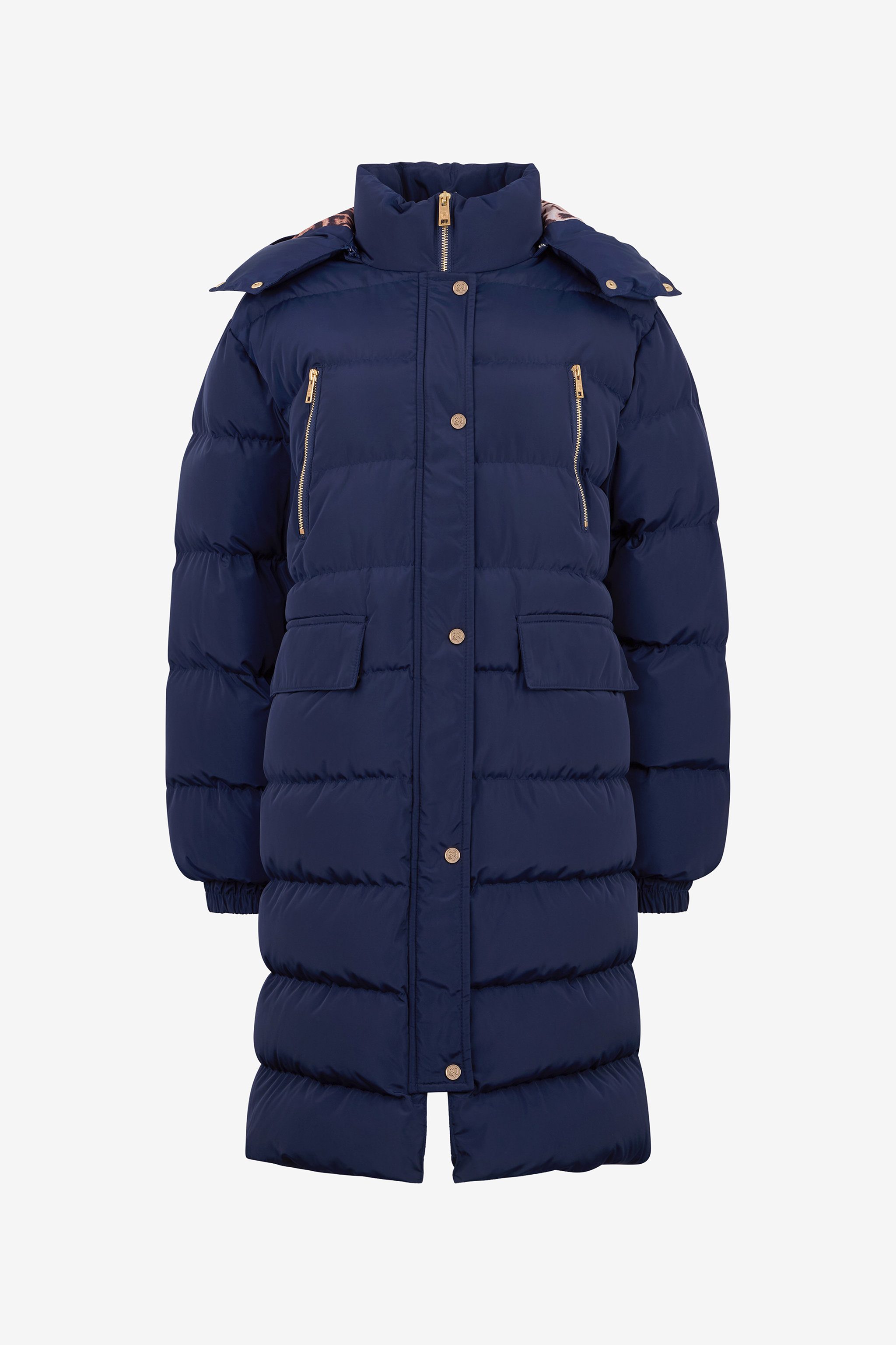 Roberto Cavalli Marble Print Down Jacket In Blue