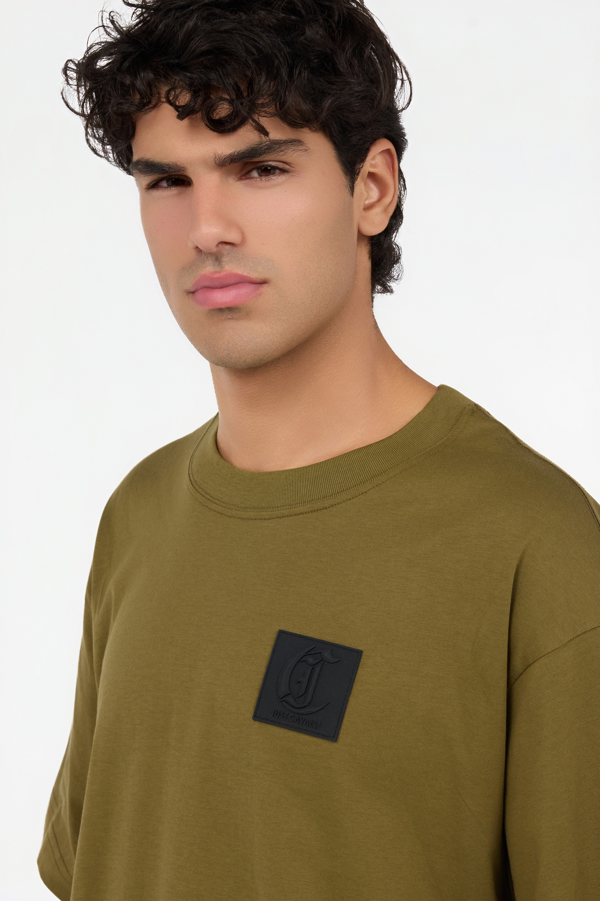 Green cotton T-shirt with JC monogram
