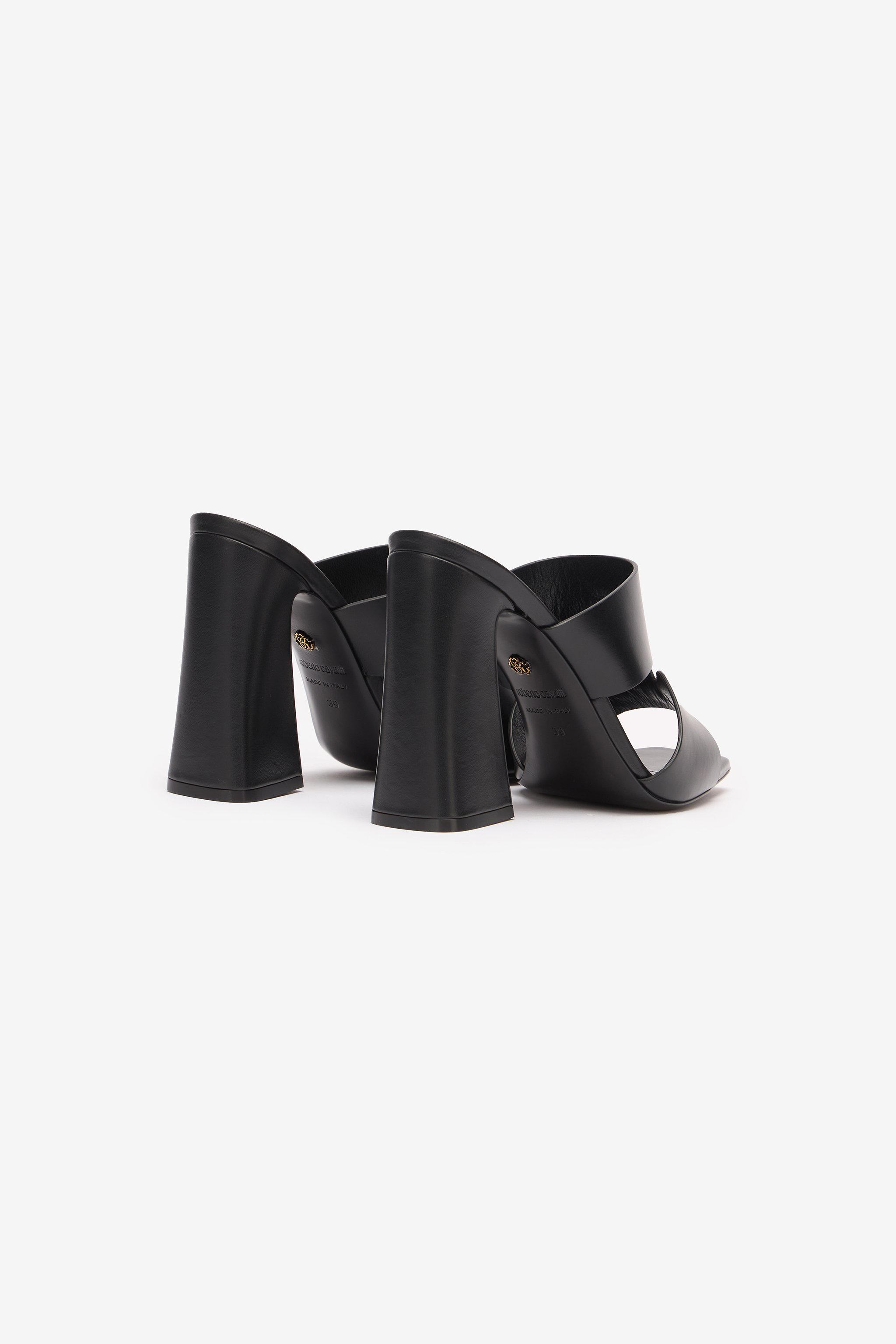 Roberto Cavalli Mules With Chunky Heel In Black