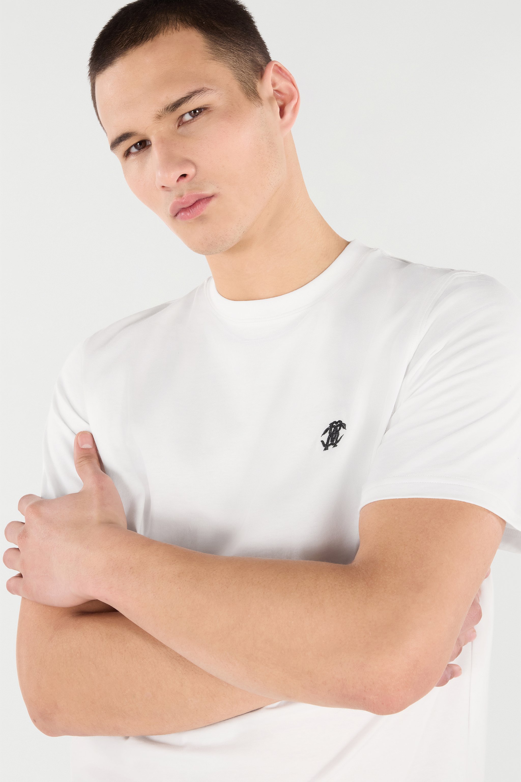 Roberto Cavalli T-shirt With Mirror Snake Monogram In White