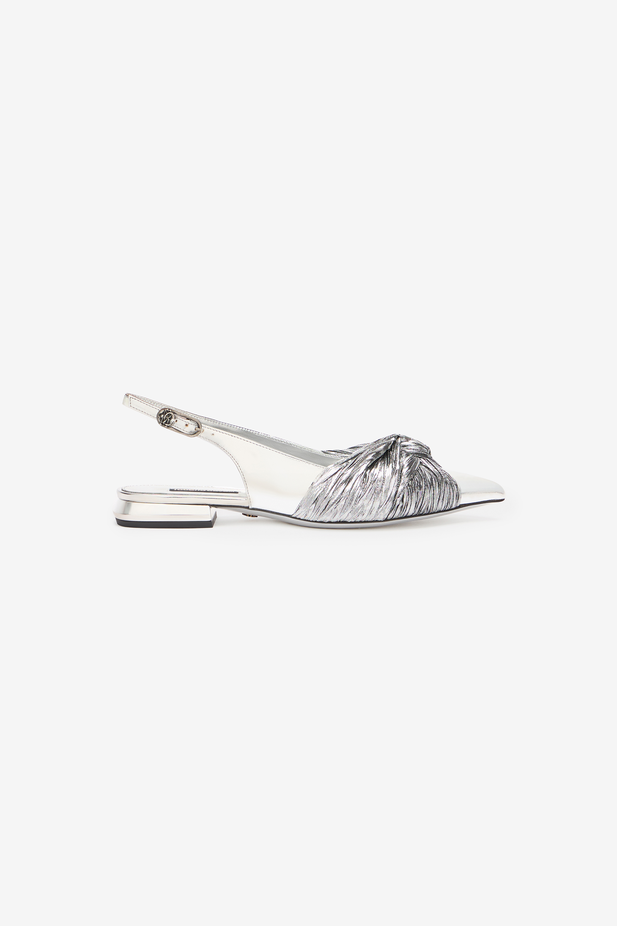 Roberto Cavalli Metallic Leather Slingback Ballet Flats In Silver
