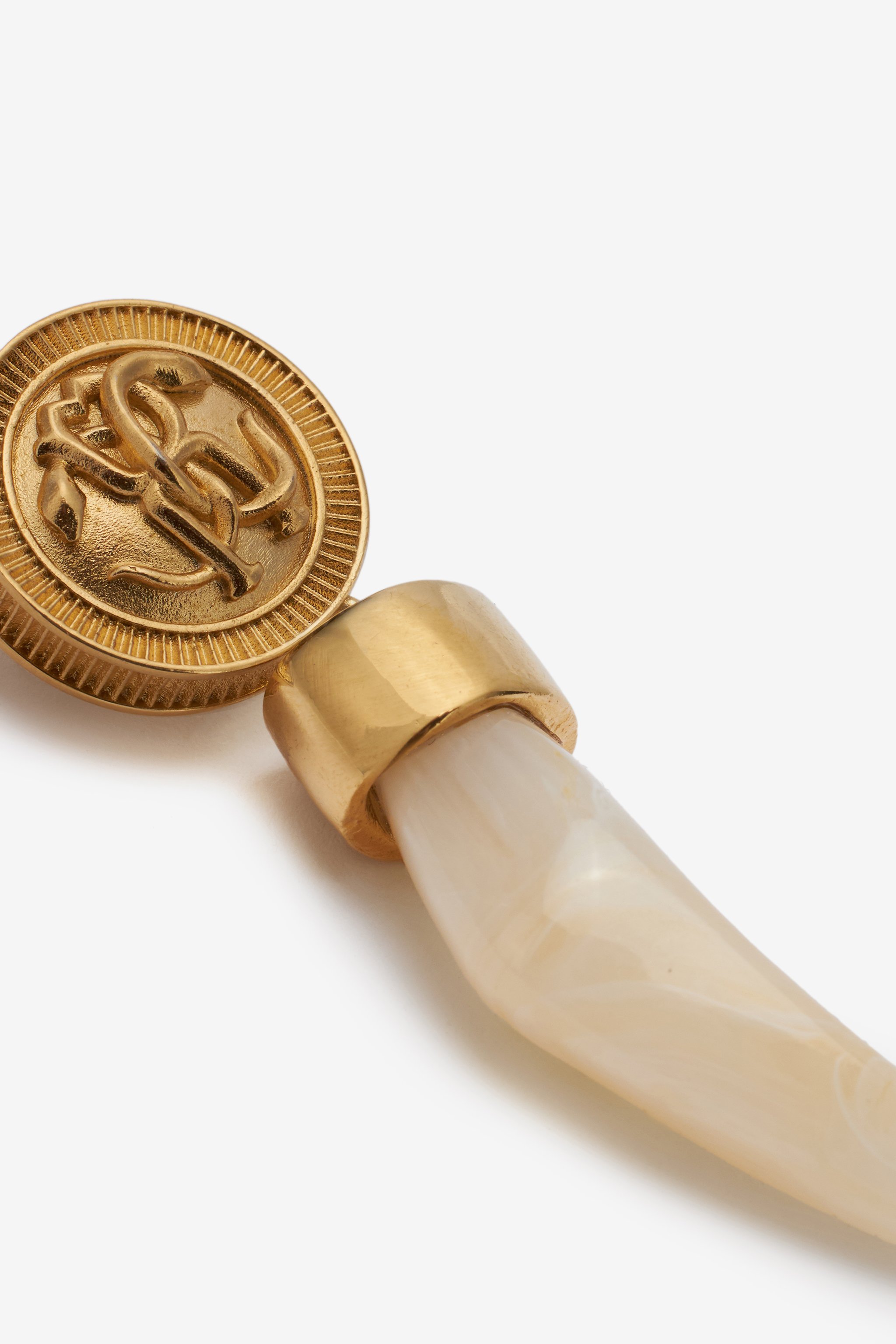 Roberto Cavalli Drop Earrings With Fang In Gold