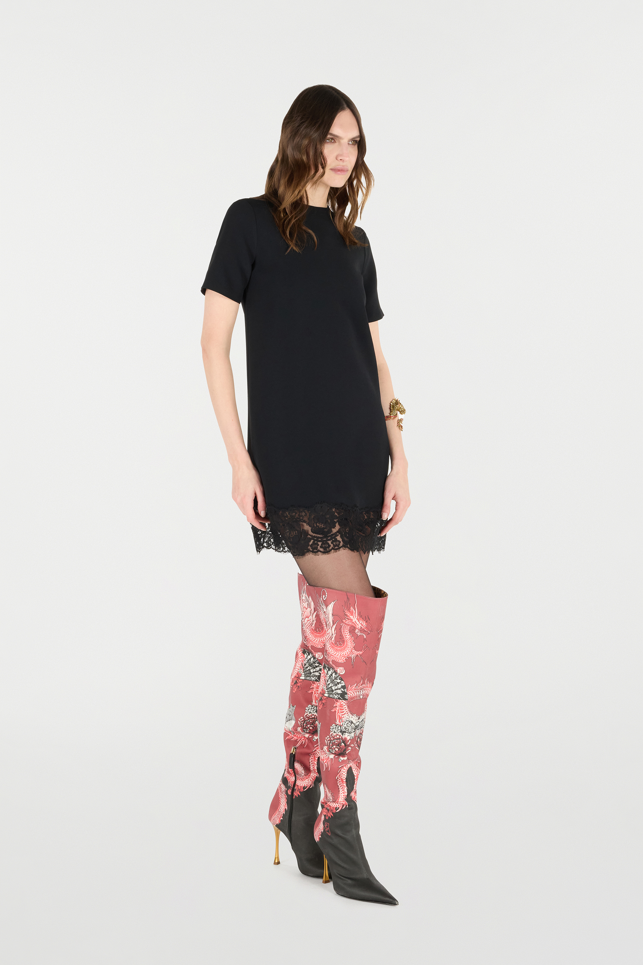 Roberto Cavalli Lace-hem Mini Dress