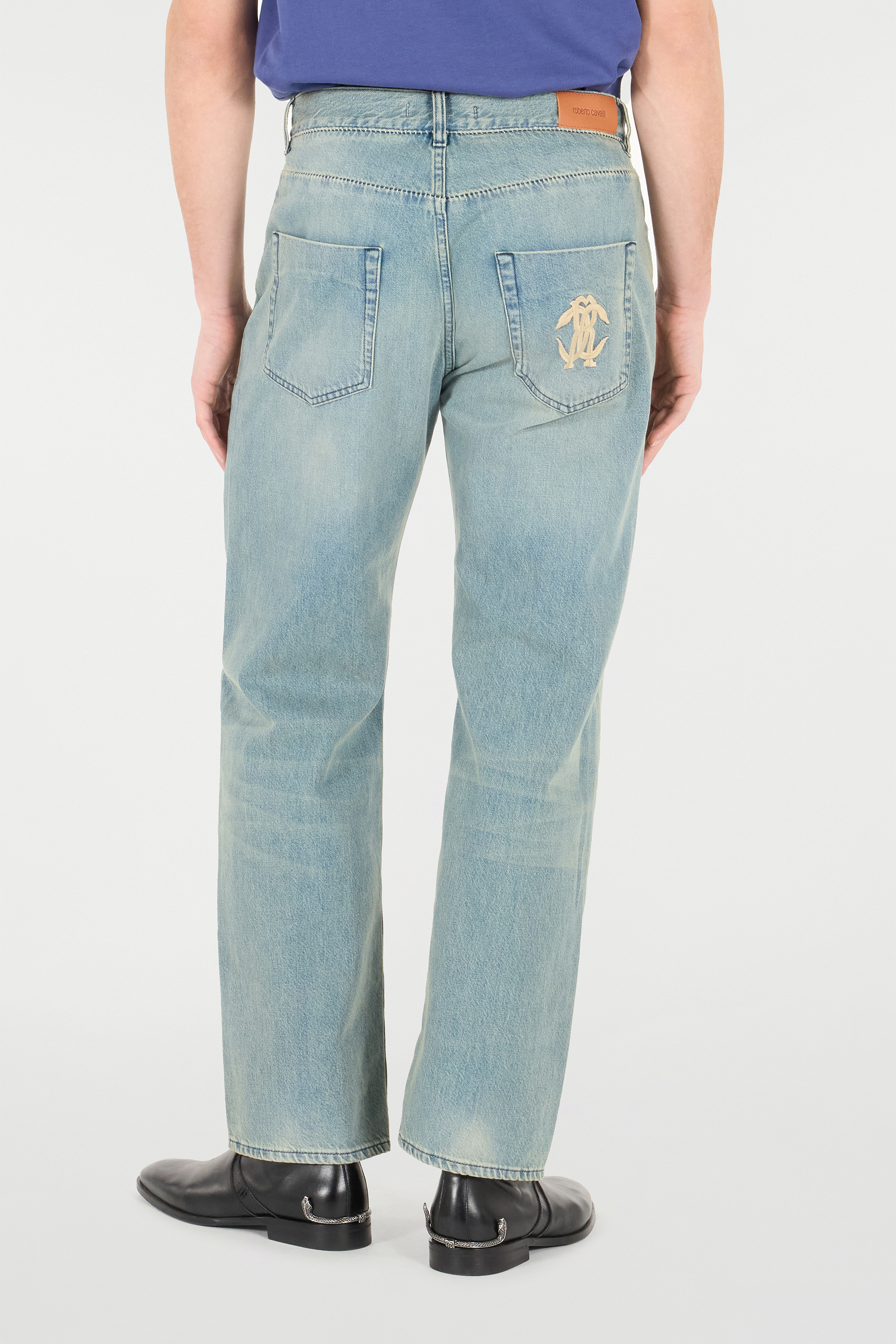 Roberto Cavalli Sandblasted-effect Jeans In Medium Blue