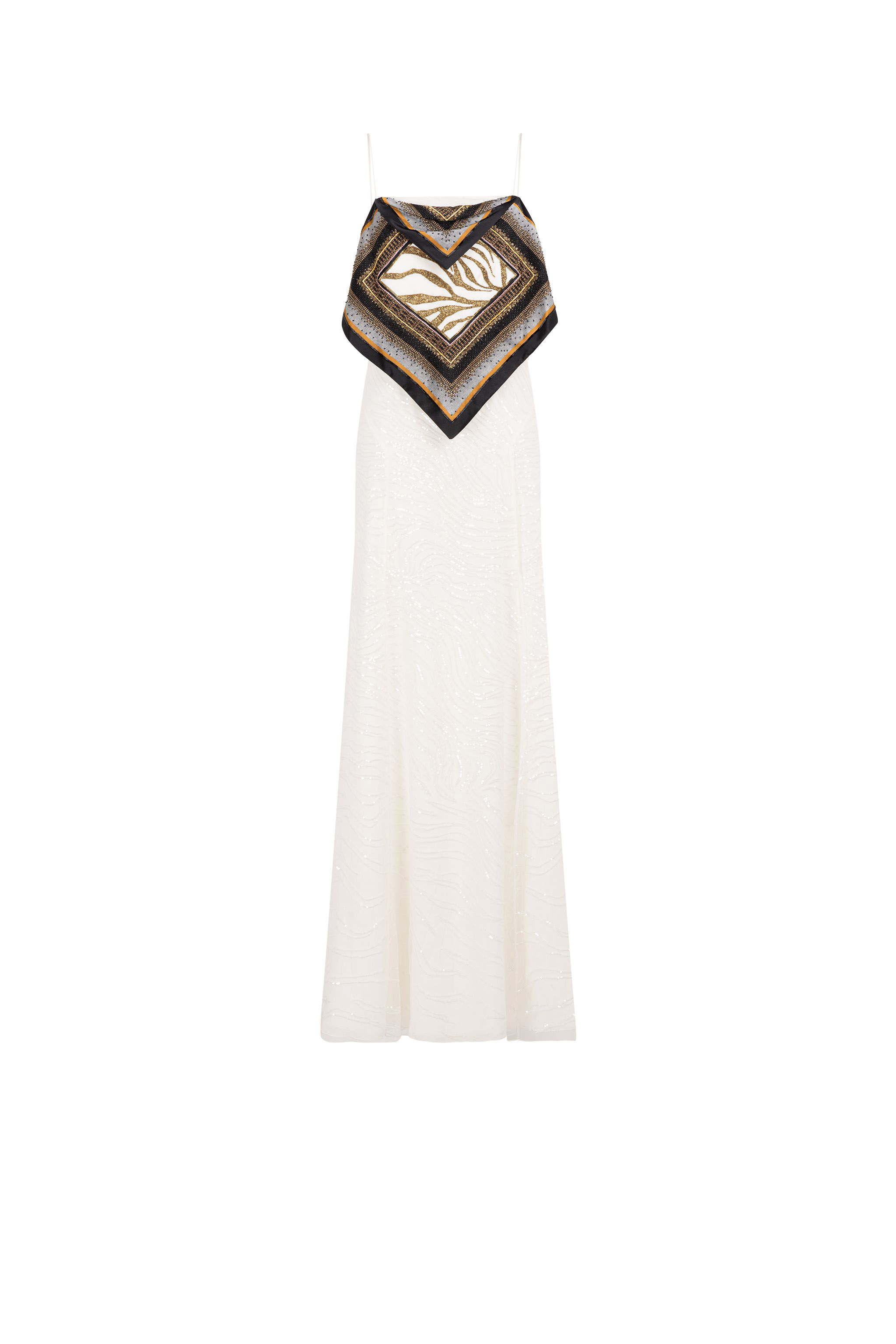 Roberto Cavalli Women's White/Black Zebra Sequin-Embellished Layered Dress - Ready To Wear
