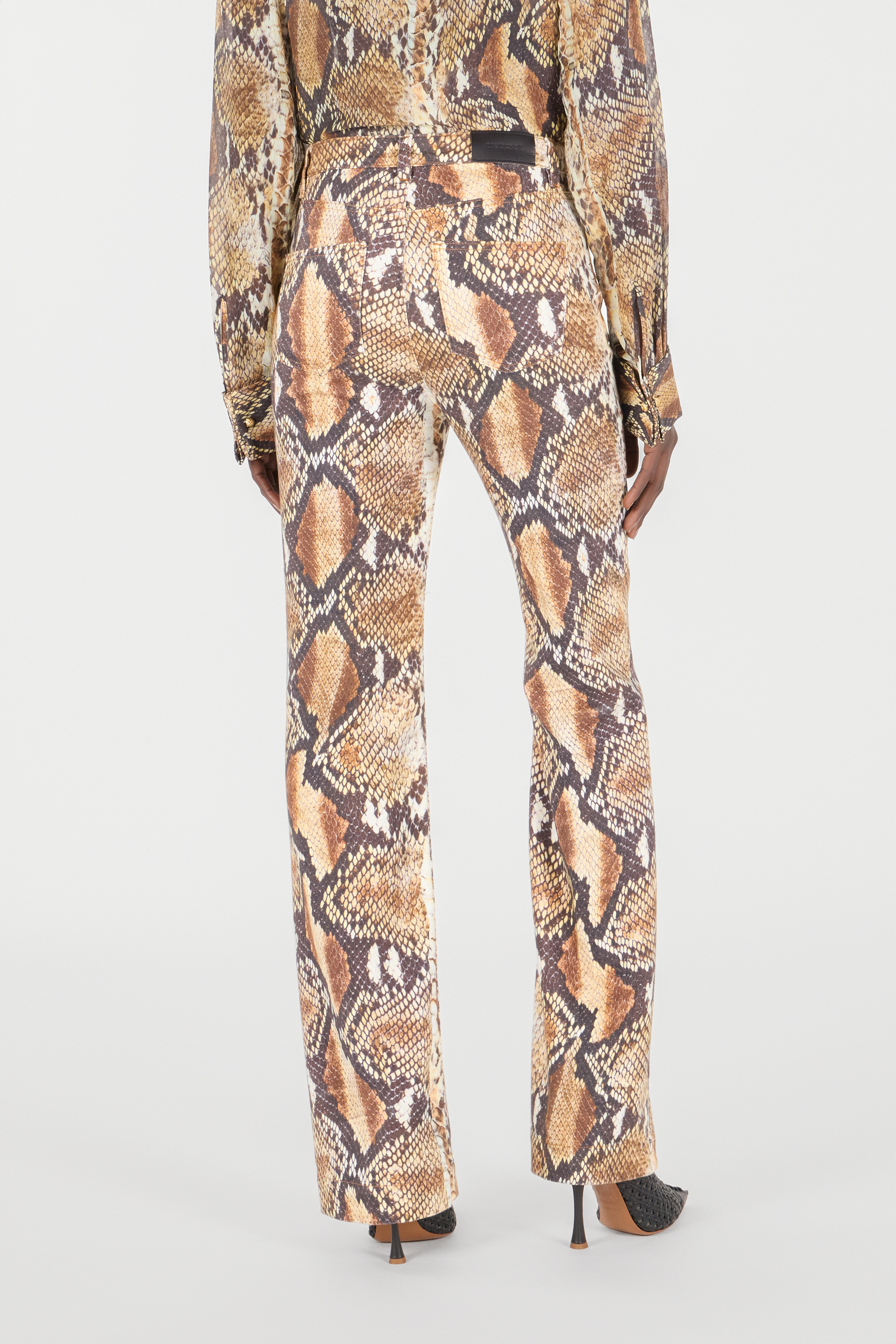 Shop Roberto Cavalli Denim Mit Python-print In Brown