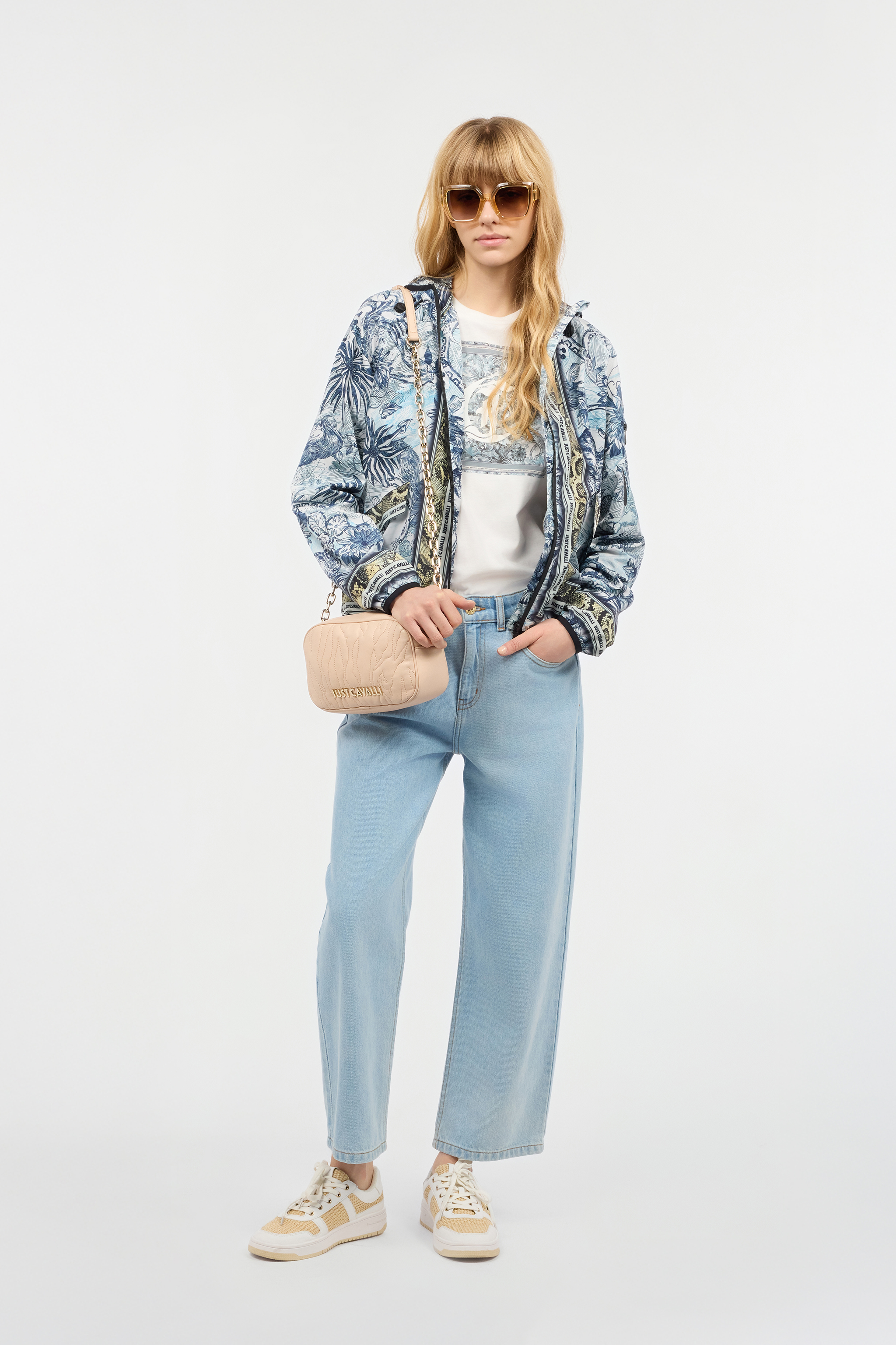 ROBERTO CAVALLI T-SHIRT MIT GRAFIK UND MONOGRAMM JC 