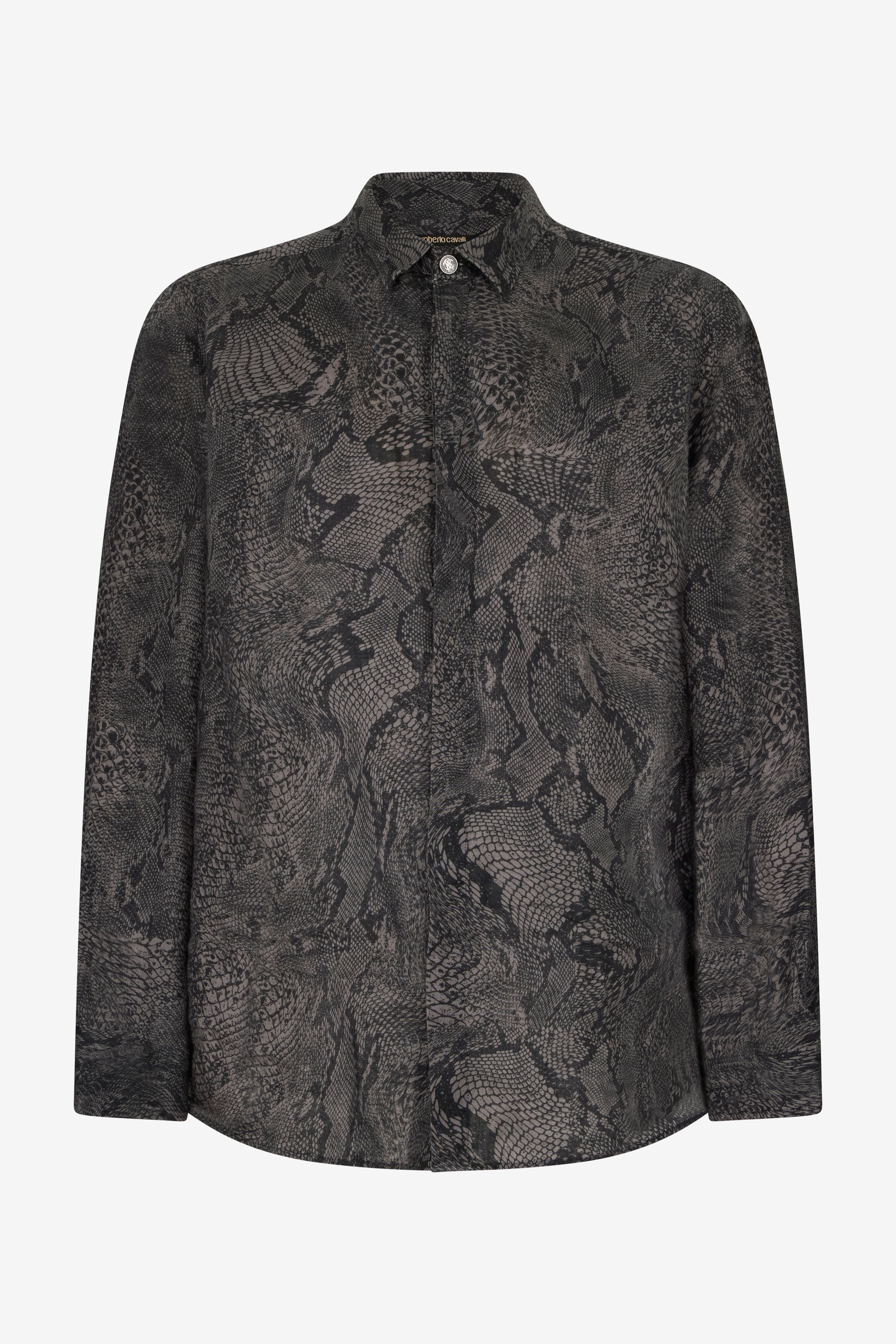 Roberto Cavalli Men's Black Python Print Shirt - Shirts