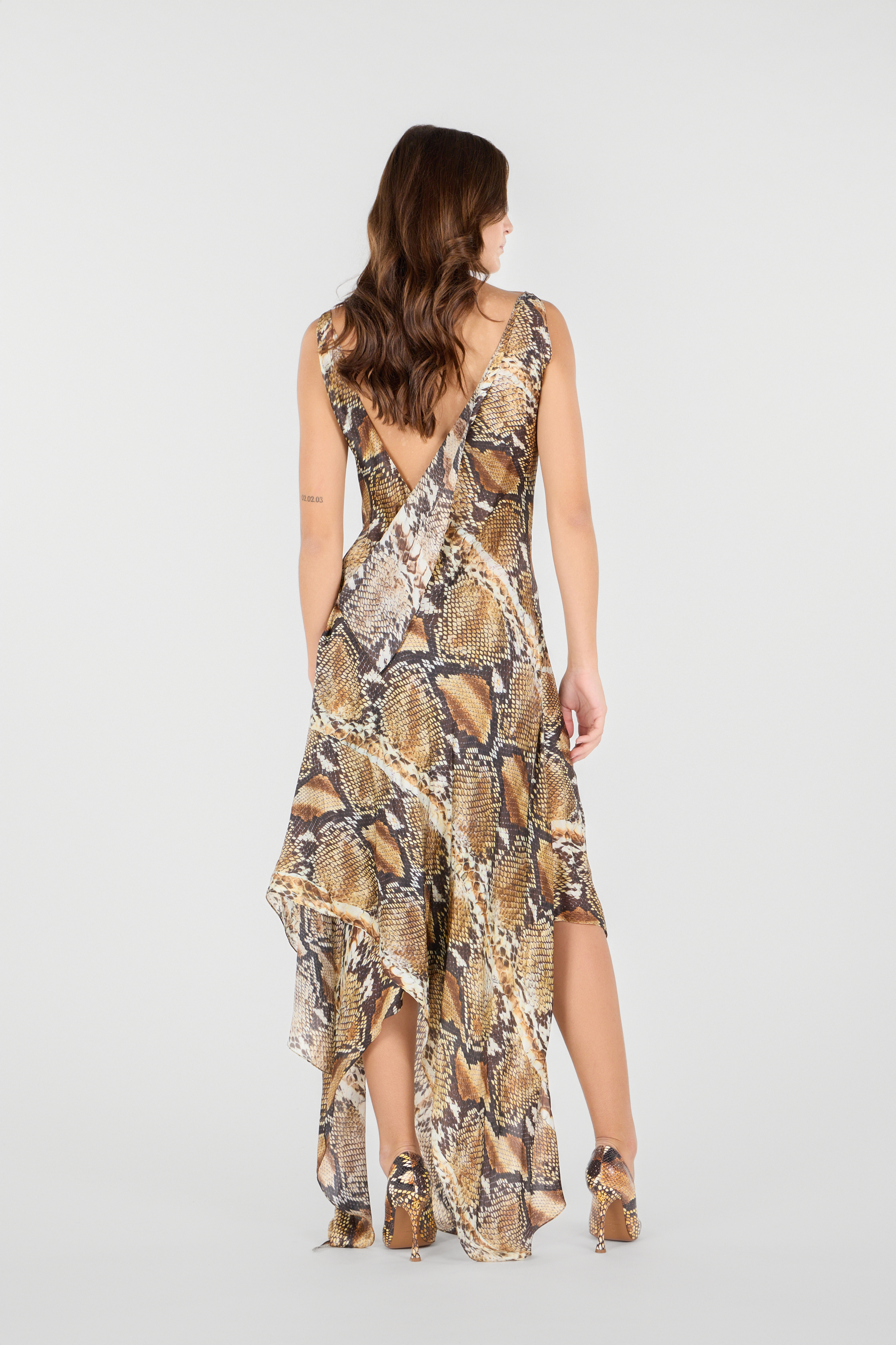 Python Print Silk Midi Dress