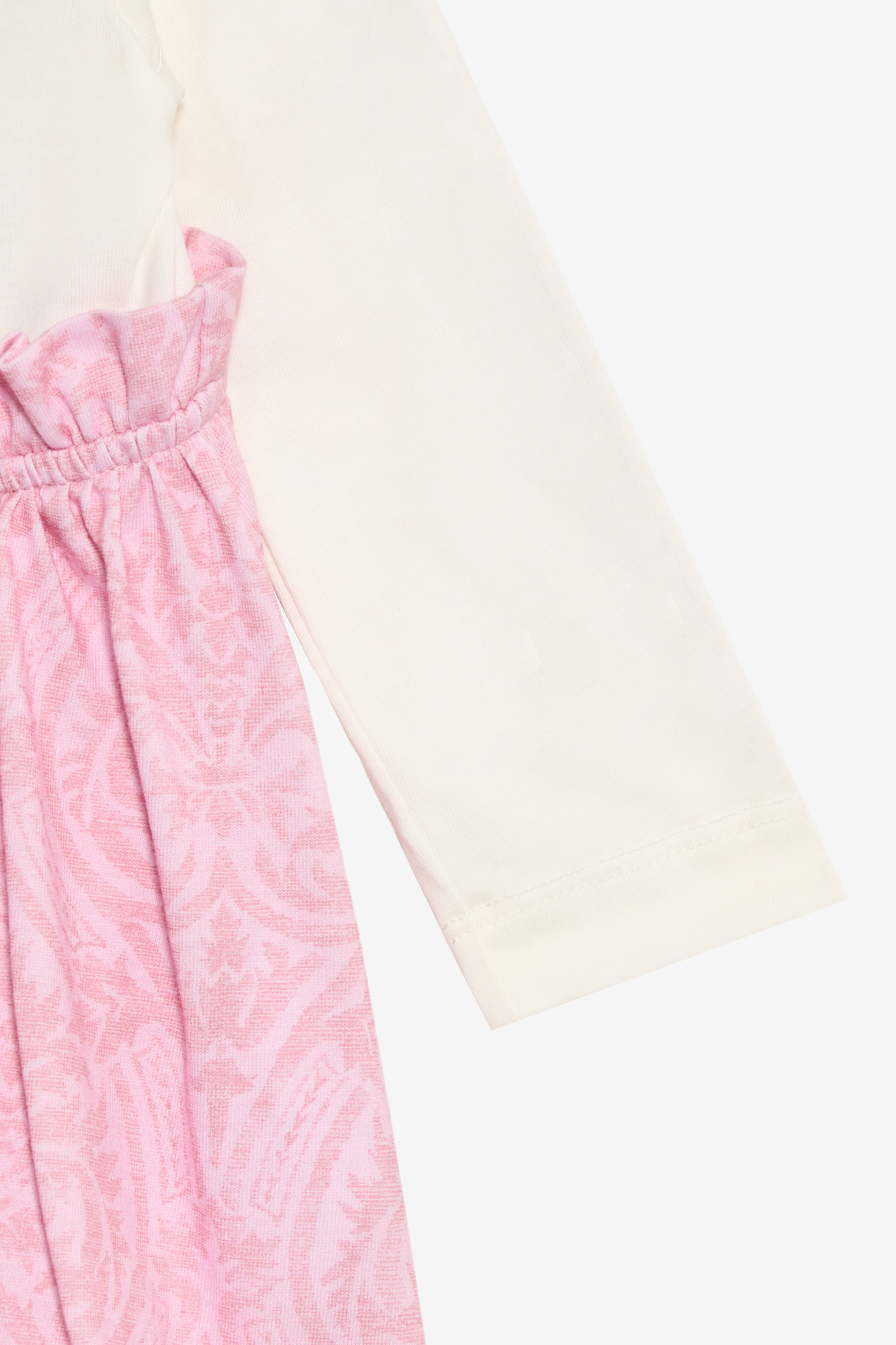 Milk White Dress with Baby Pink Floral Print