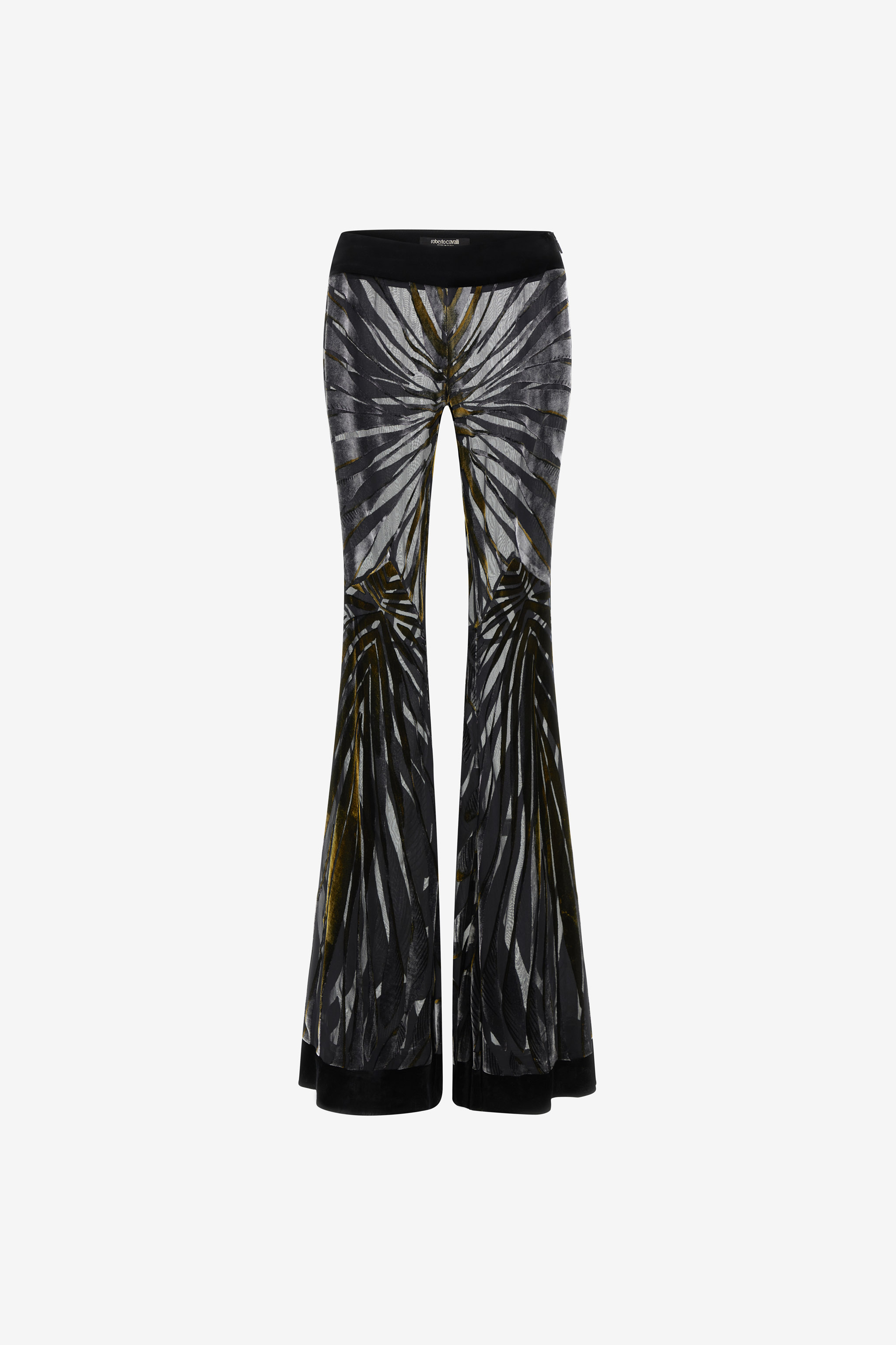 Roberto Cavalli Women's Black Flare Velvet Trousers - Ready To Wear