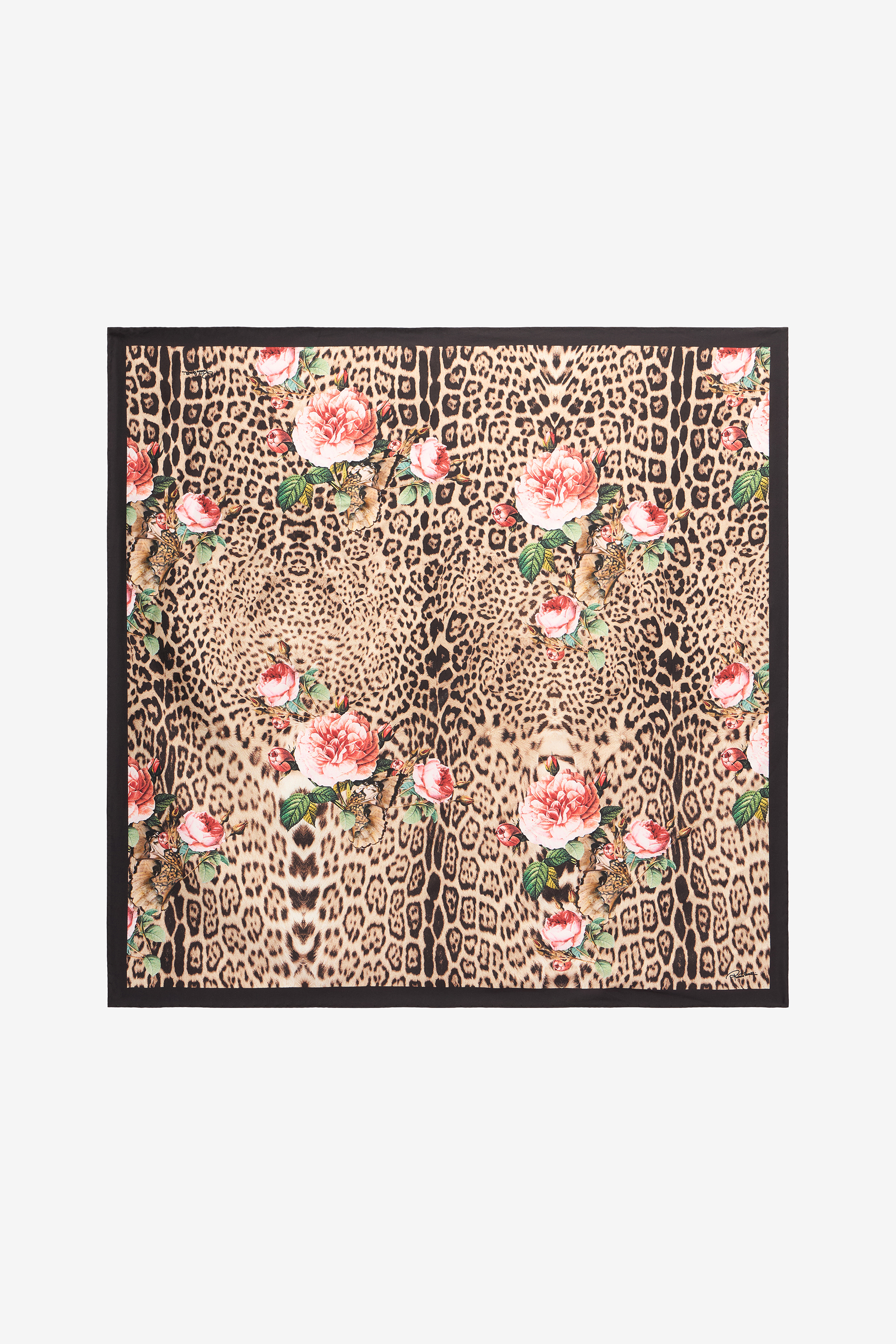 Roberto Cavalli Women's Jaguar Roses Print Scarf - Scarves & Silks Natural