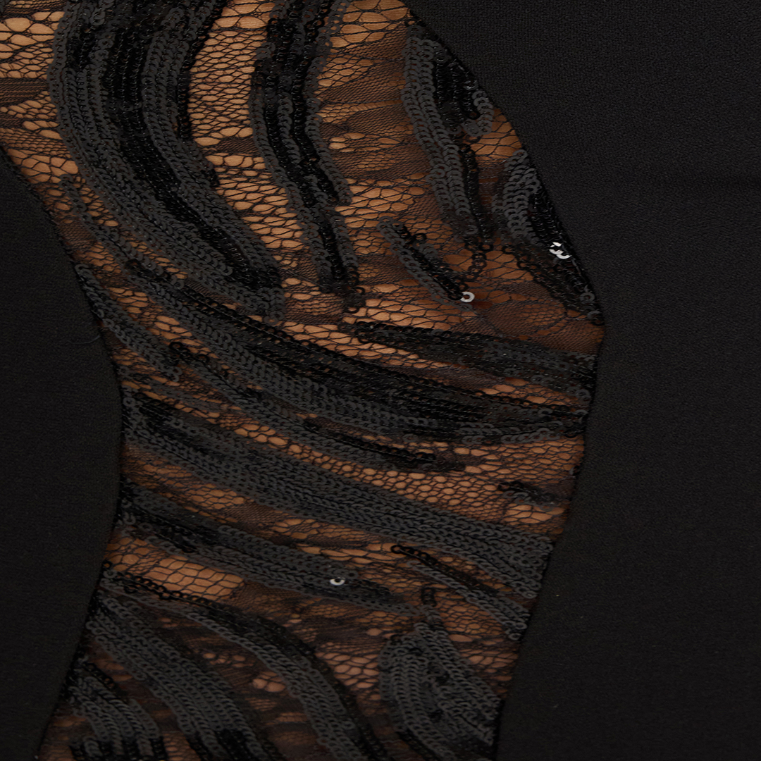 Black Mini Dress With Sequin Insert