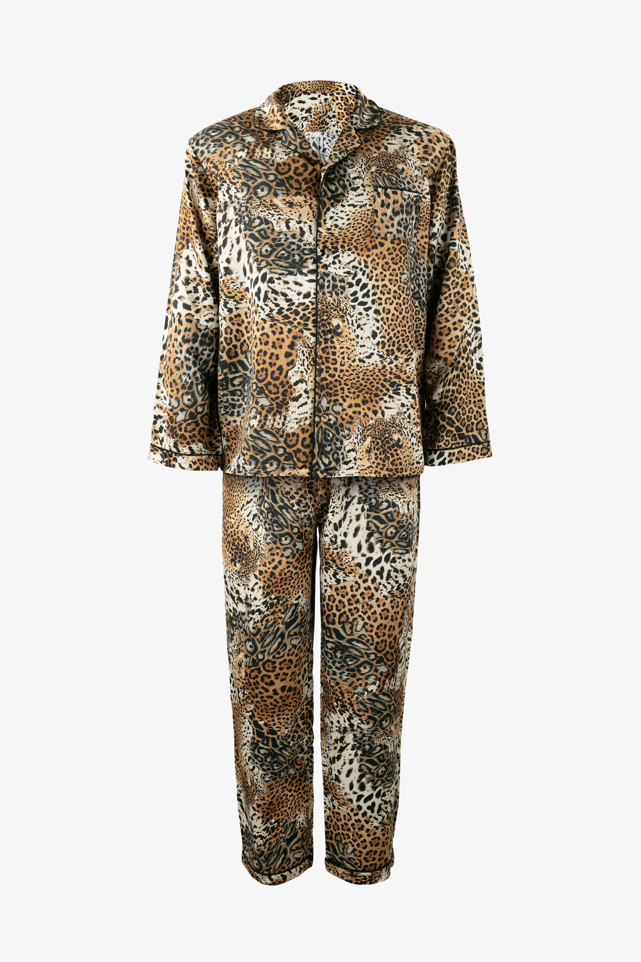 Roberto Cavalli Men's ’S Silk Pajamas With Jaguar Skin Print - Pajamas Jaguar Skin
