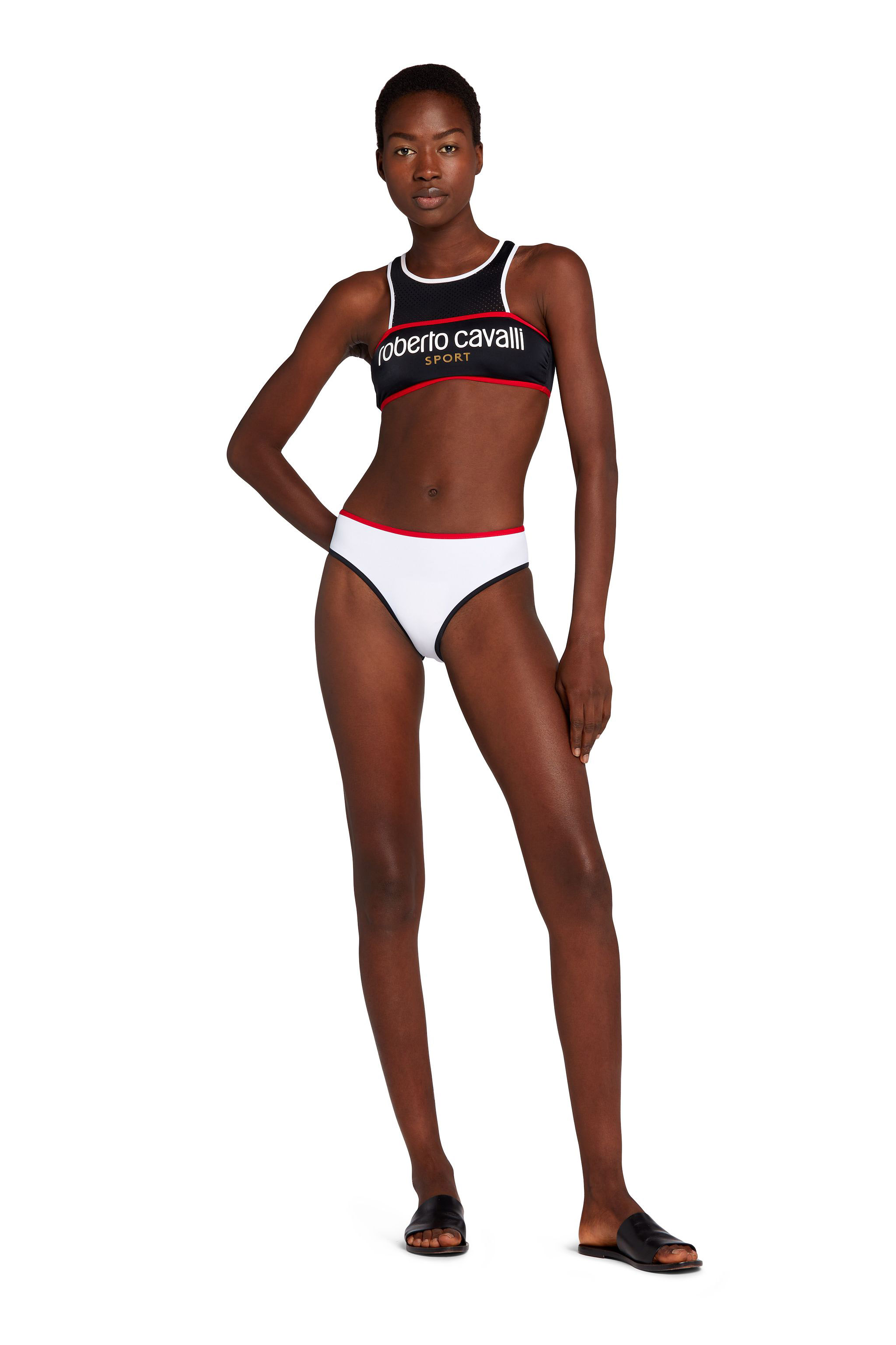 Roberto Cavalli Women's White Logo-Print Bikini Briefs - Optic