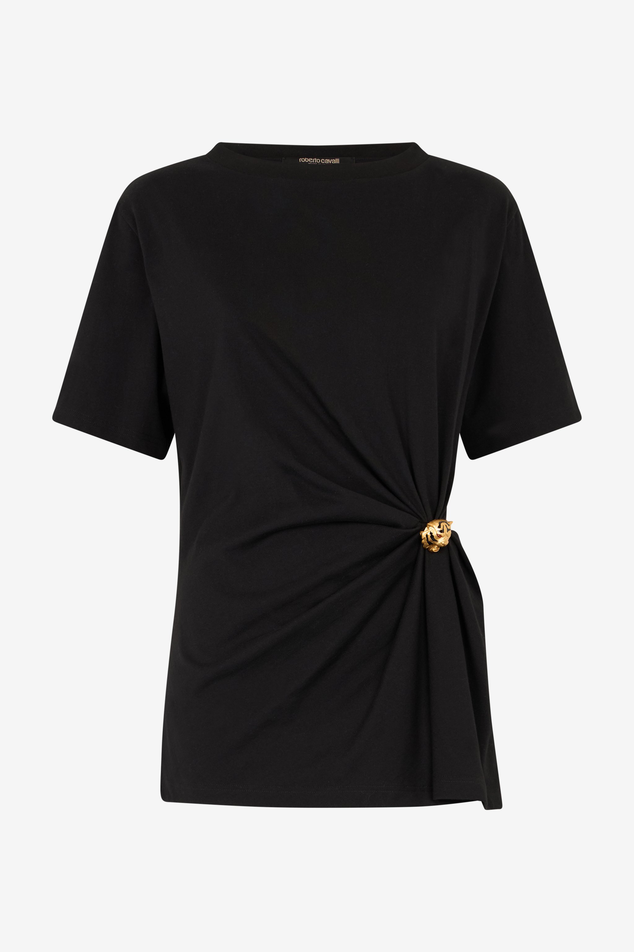 T-Shirt With Jewel Tiger Head in Black for Women | Roberto