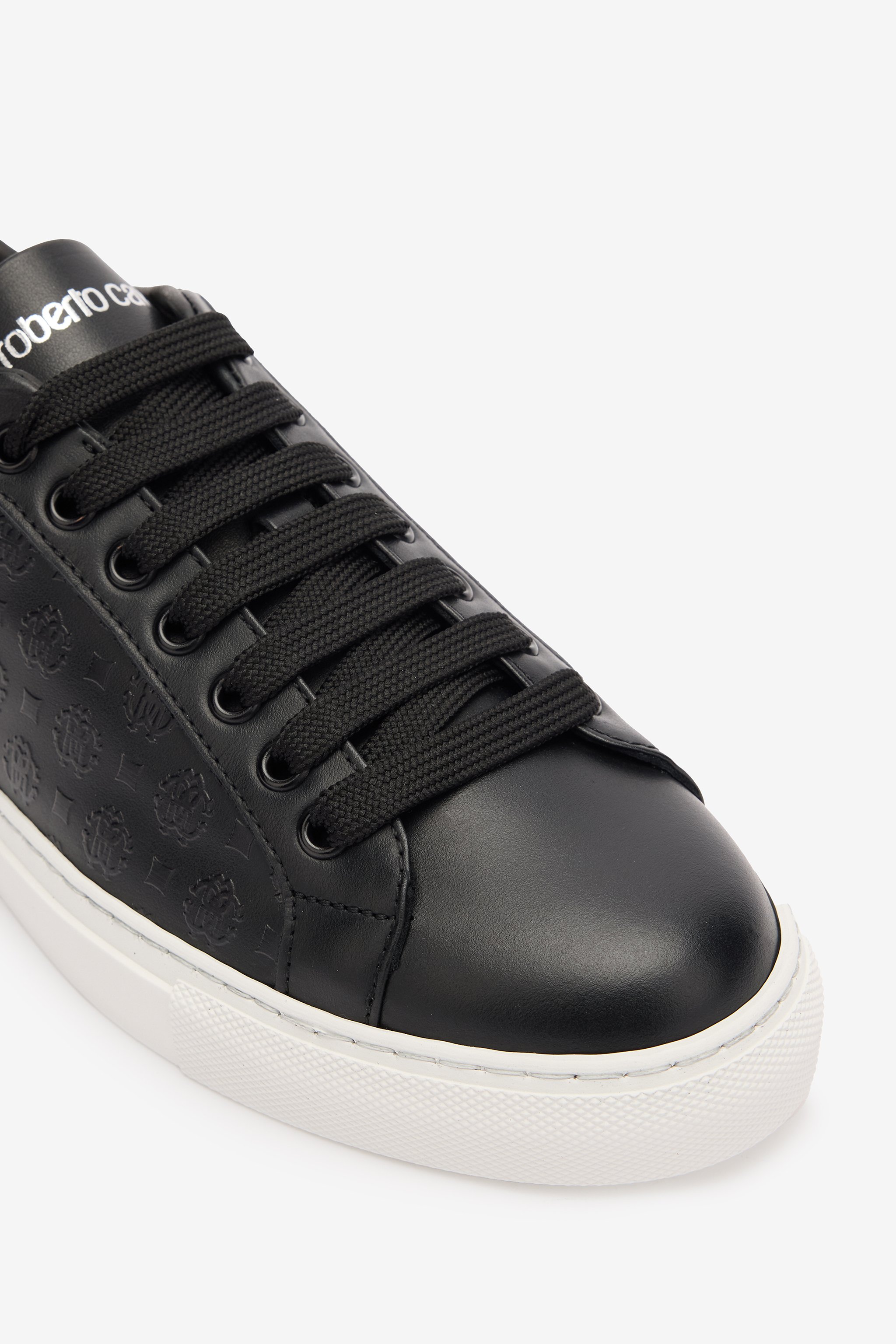 Roberto Cavalli Sneakers With All-over Rc Monogram In Black/silver