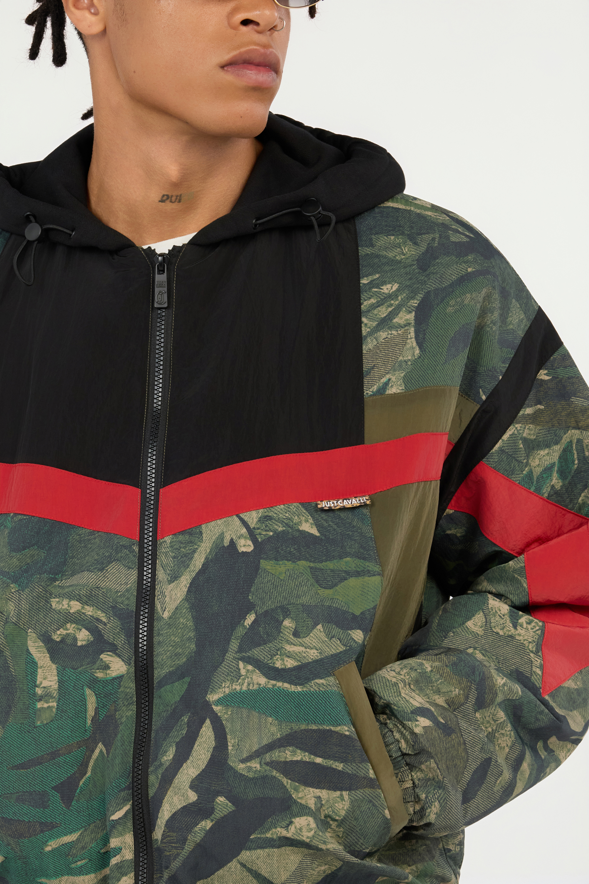 Roberto Cavalli Tiger Camu Print Jacket In Green