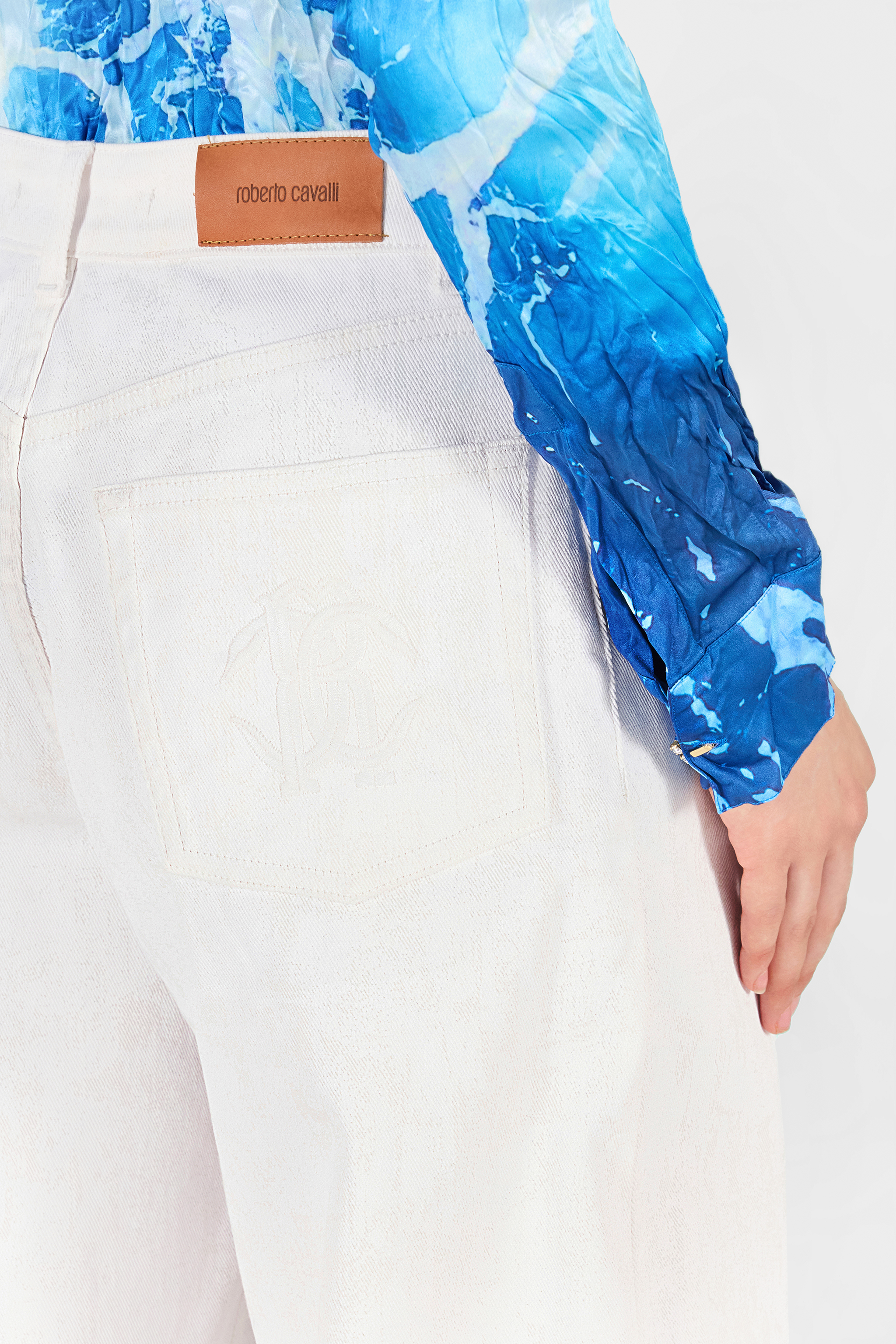 Roberto Cavalli Patterned-jacquard Trousers In White