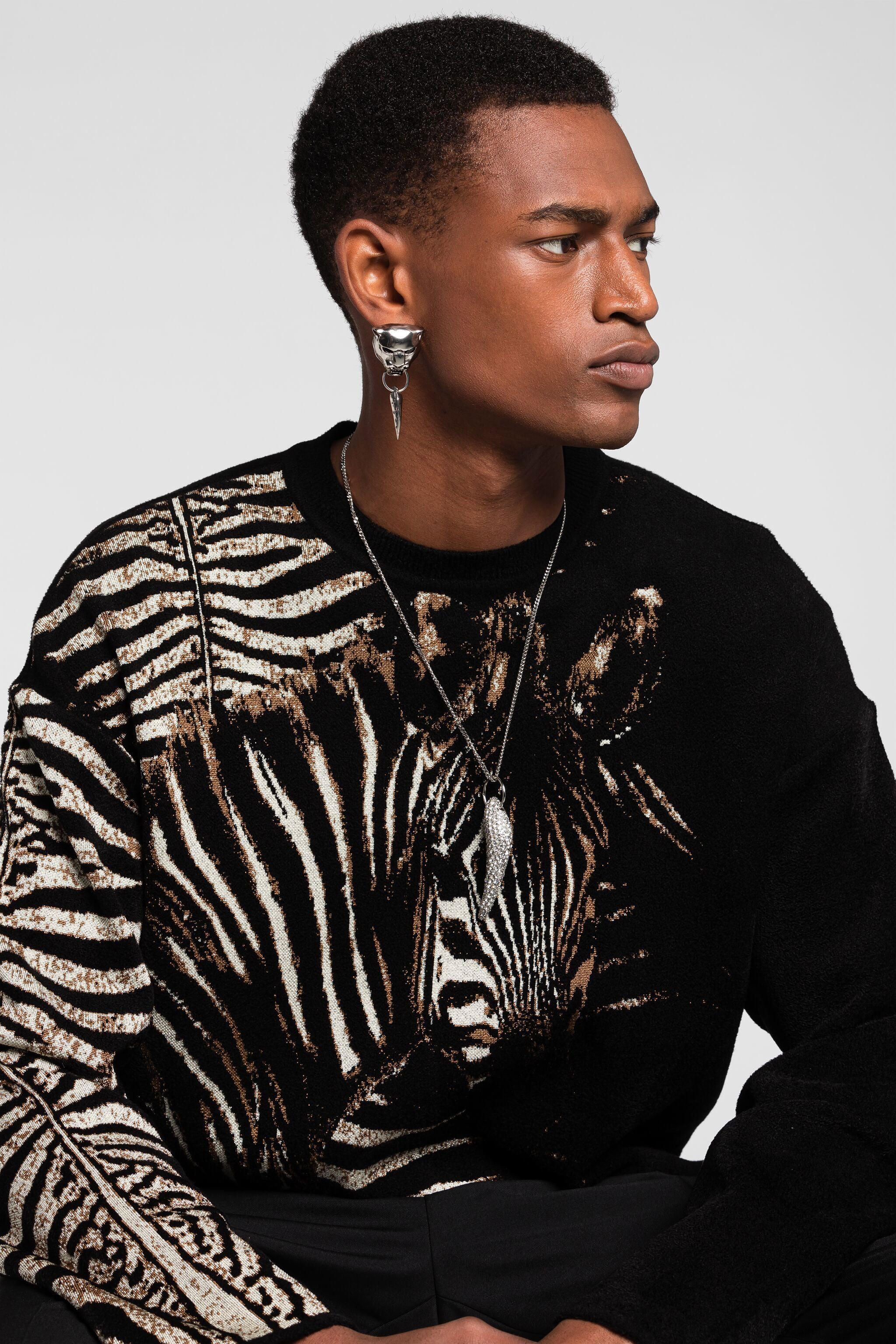  Roberto Cavalli Crystal-embellished Tiger Tooth Necklace - Male Bags & Accessories Nikel/crystal Unica 