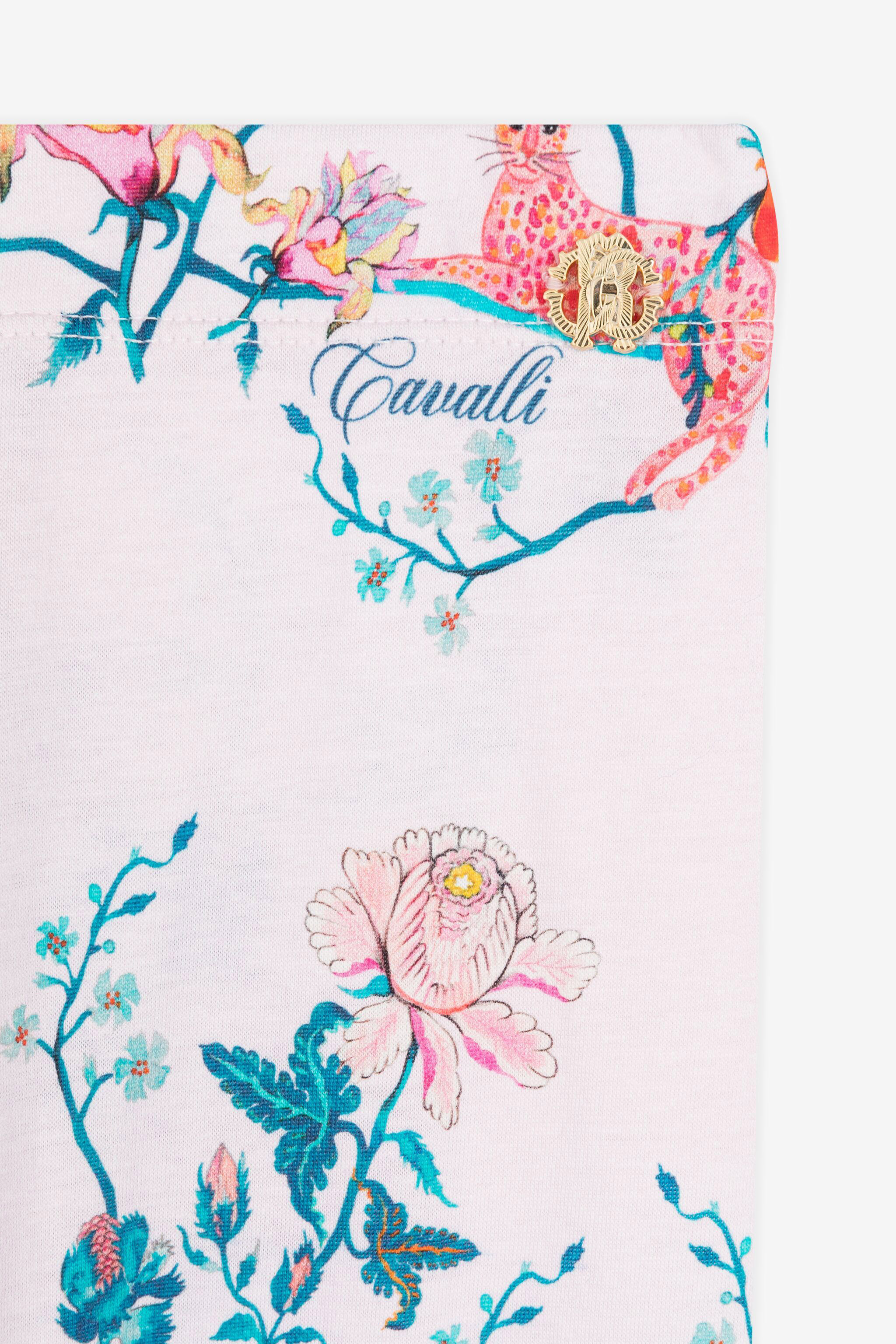 Roberto Cavalli Floral-print Cotton Leggings In Pink