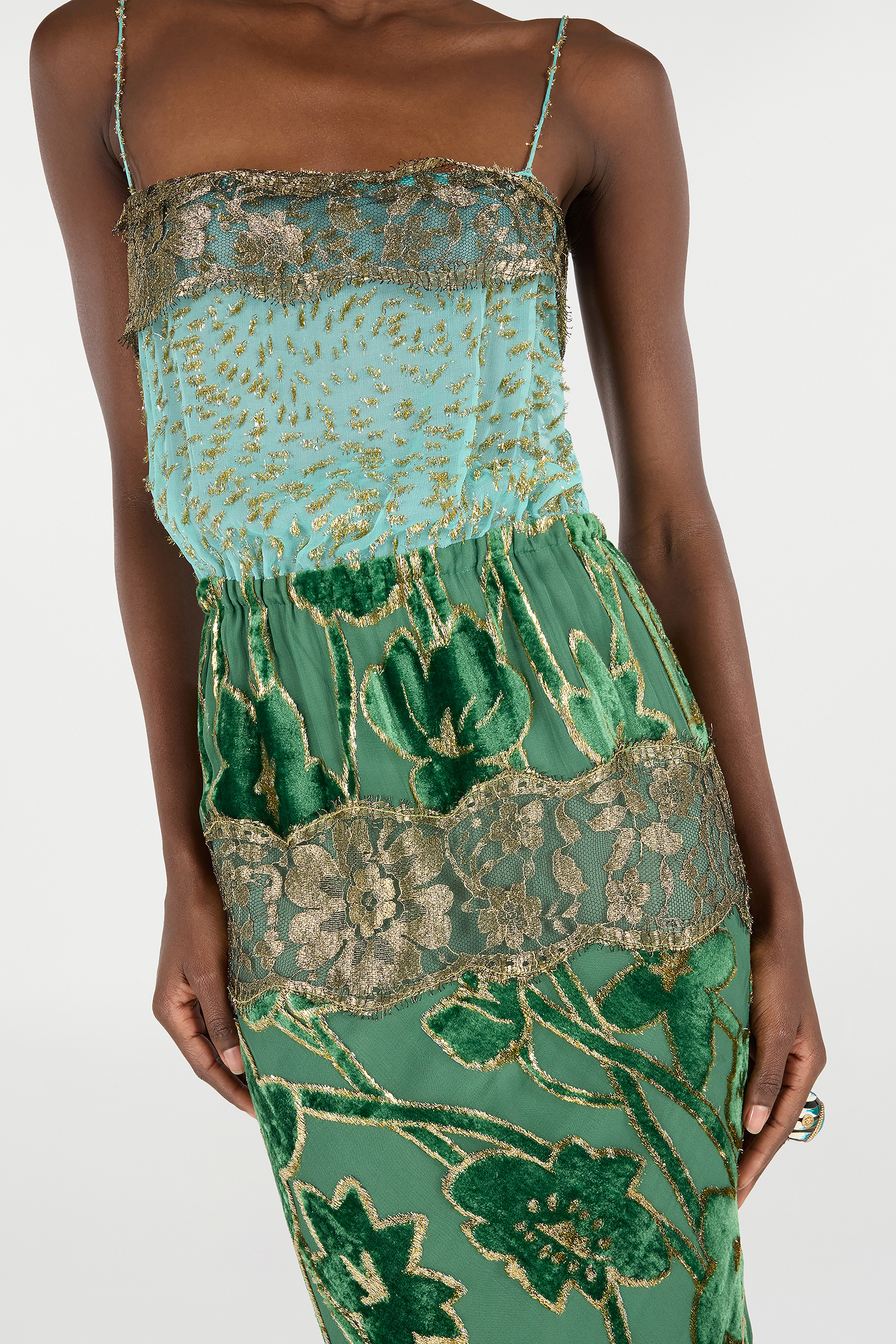 Long Silk Dress With Decorations