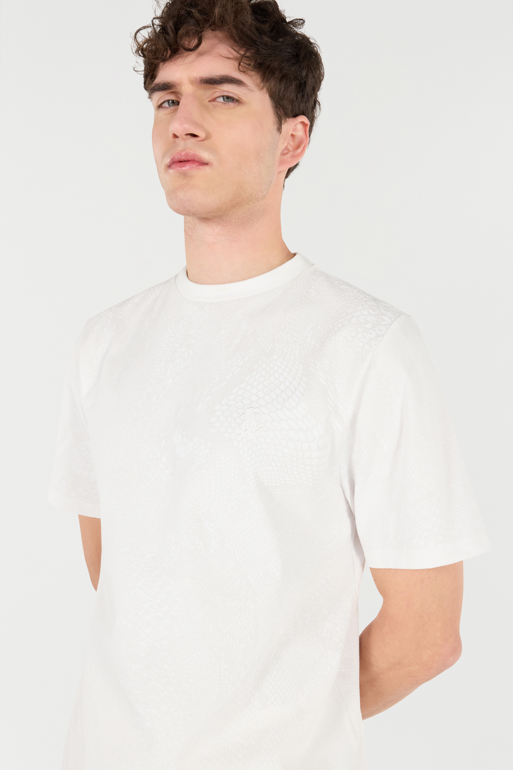 Roberto Cavalli Snake Scale-print T-shirt In Ivory