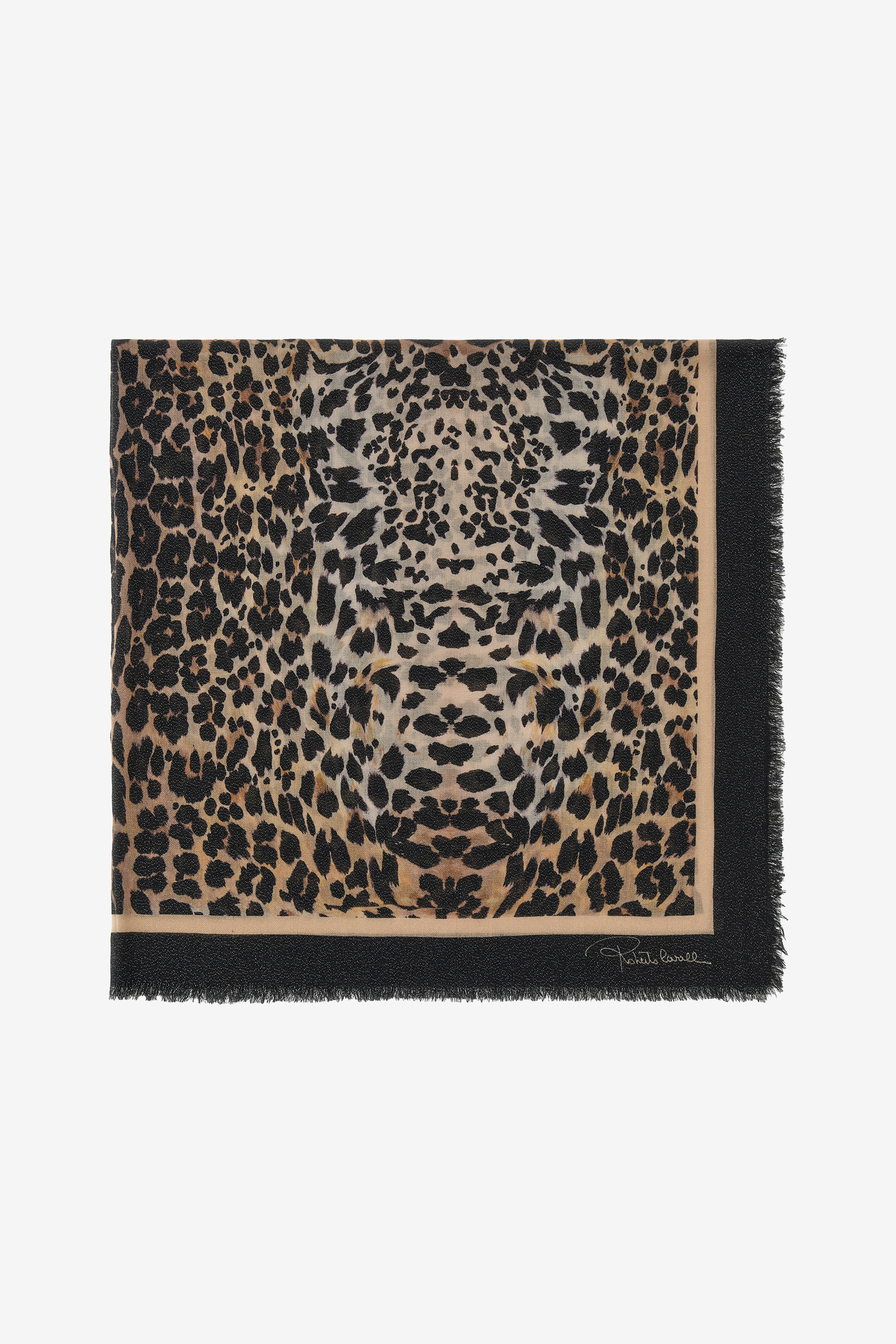  Roberto Cavalli Roberto Cavalli Shawl With Queen Of Sicily Print - Female Scarves & Silks Dark Brown Unica 