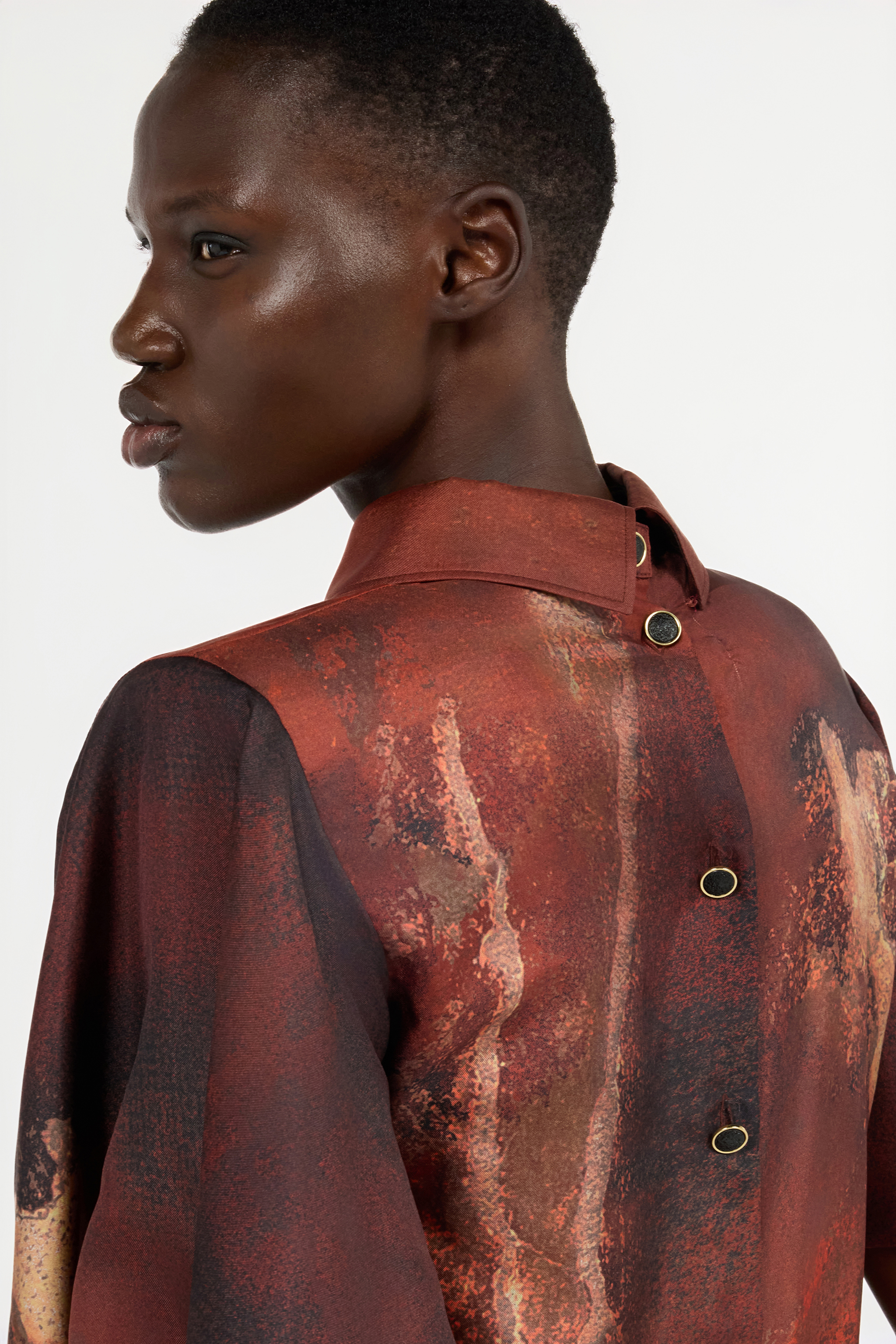 Roberto Cavalli Red Silk Shirt With Marble Print In Red