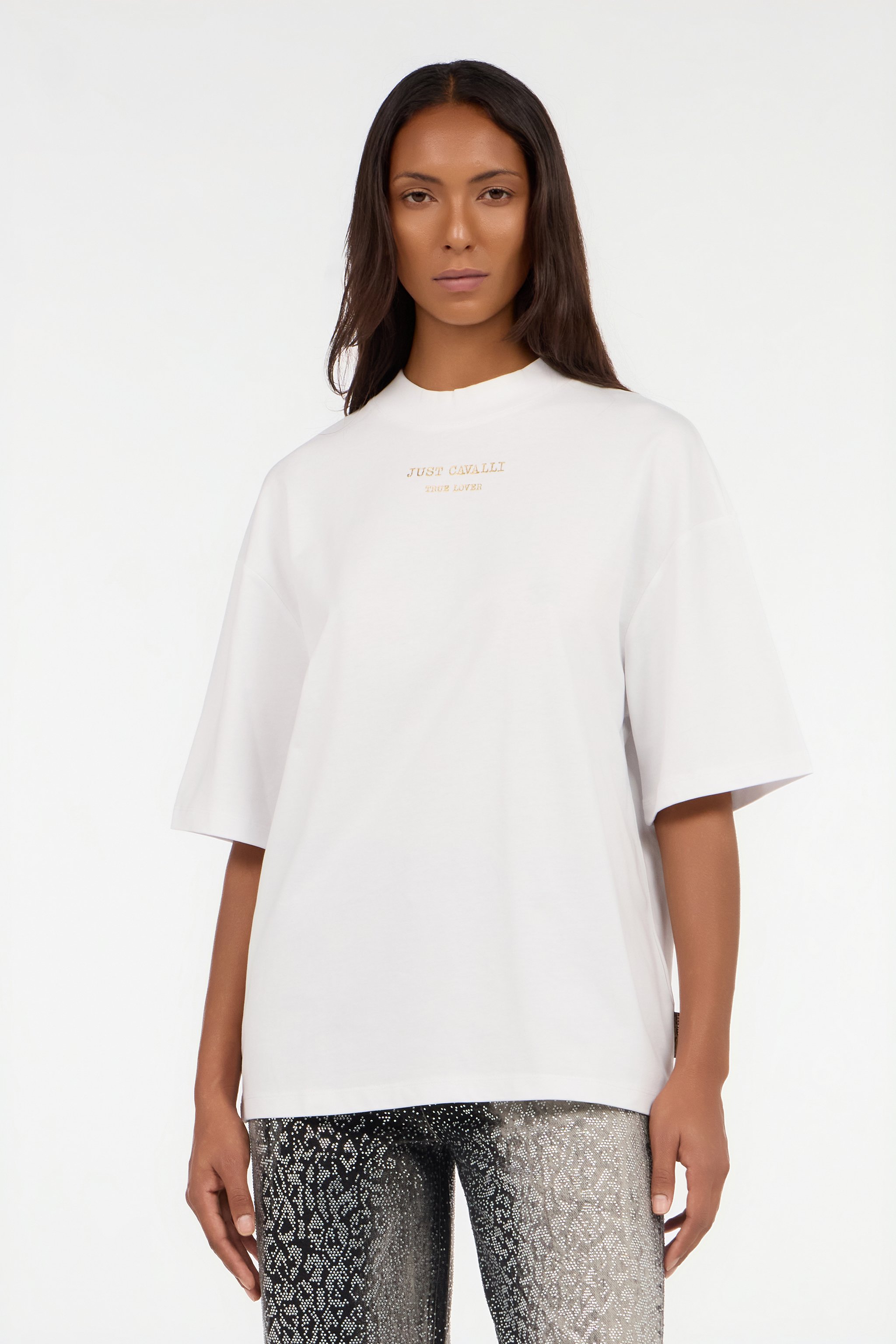 Roberto Cavalli White T-shirt With Front Print In White