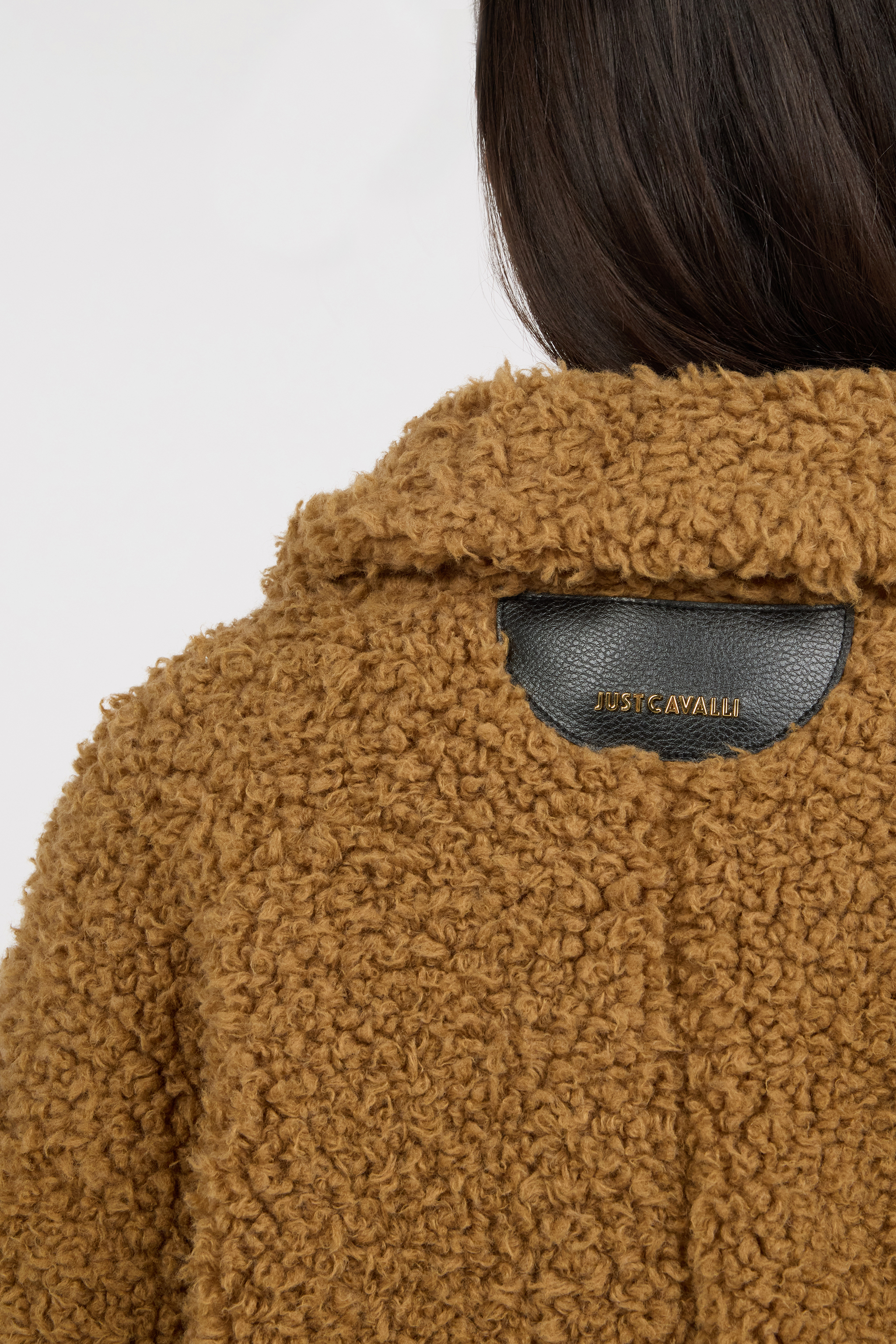 Roberto Cavalli Brown Teddy Coat With Leopard Lining In Sand
