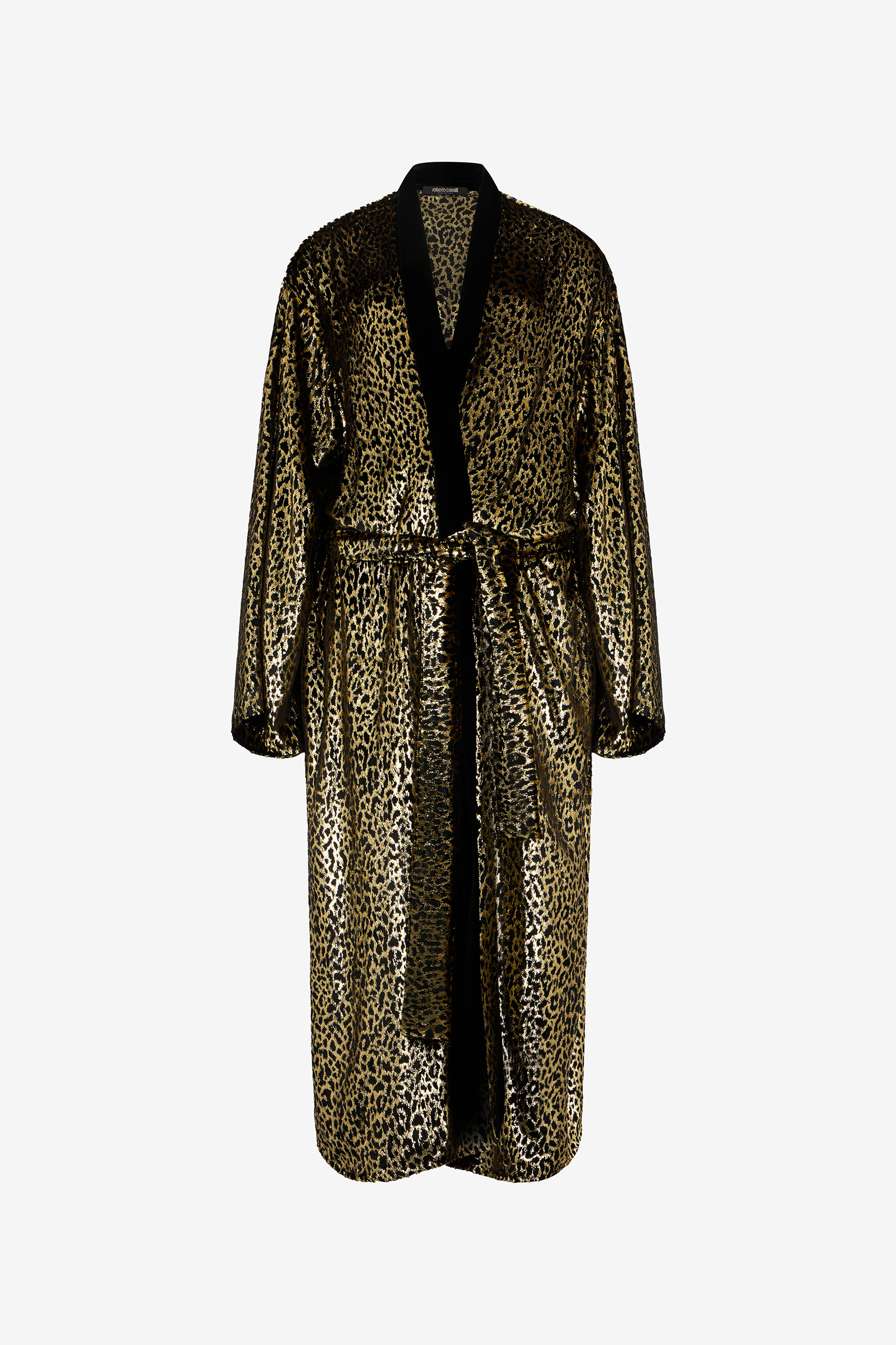 Roberto Cavalli Women's Black/Gold Fil Coupé Leopard Print Coat - Coats & Jackets - Image 1