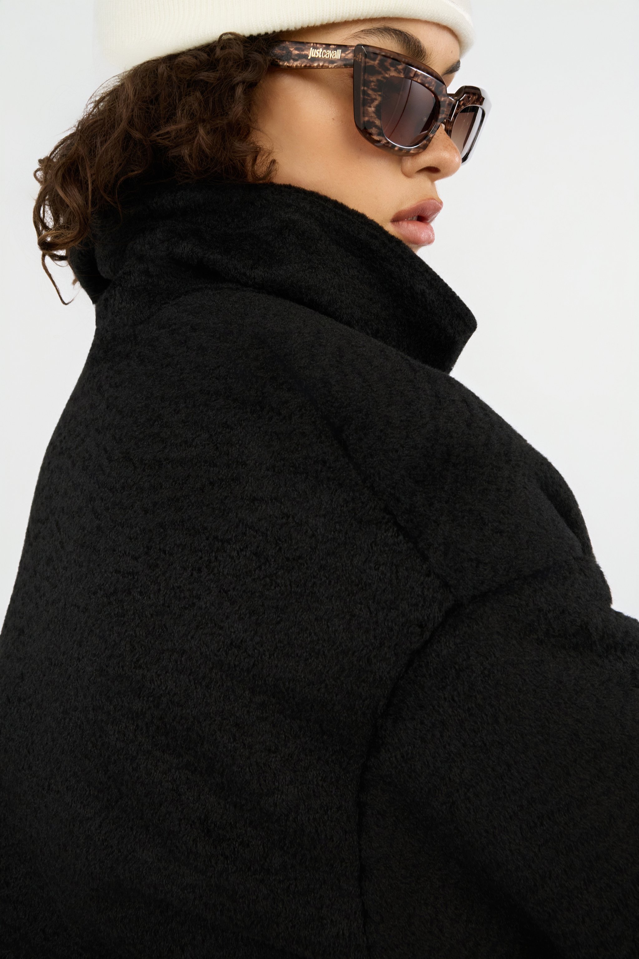 Roberto Cavalli Black Coat With Gold Buttons In Black