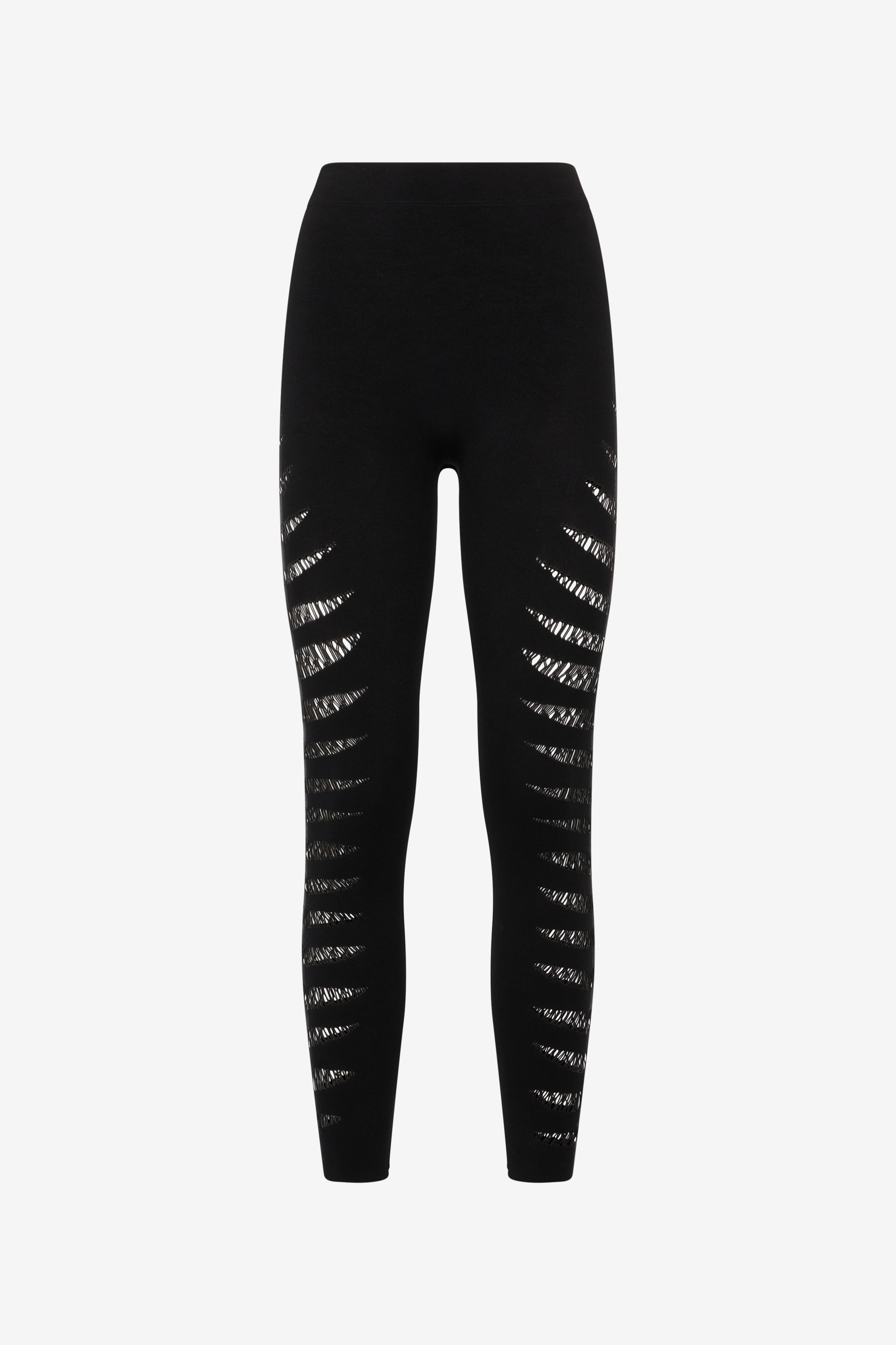 Shop Roberto Cavalli Leggings With Perforated Python Pattern In Black