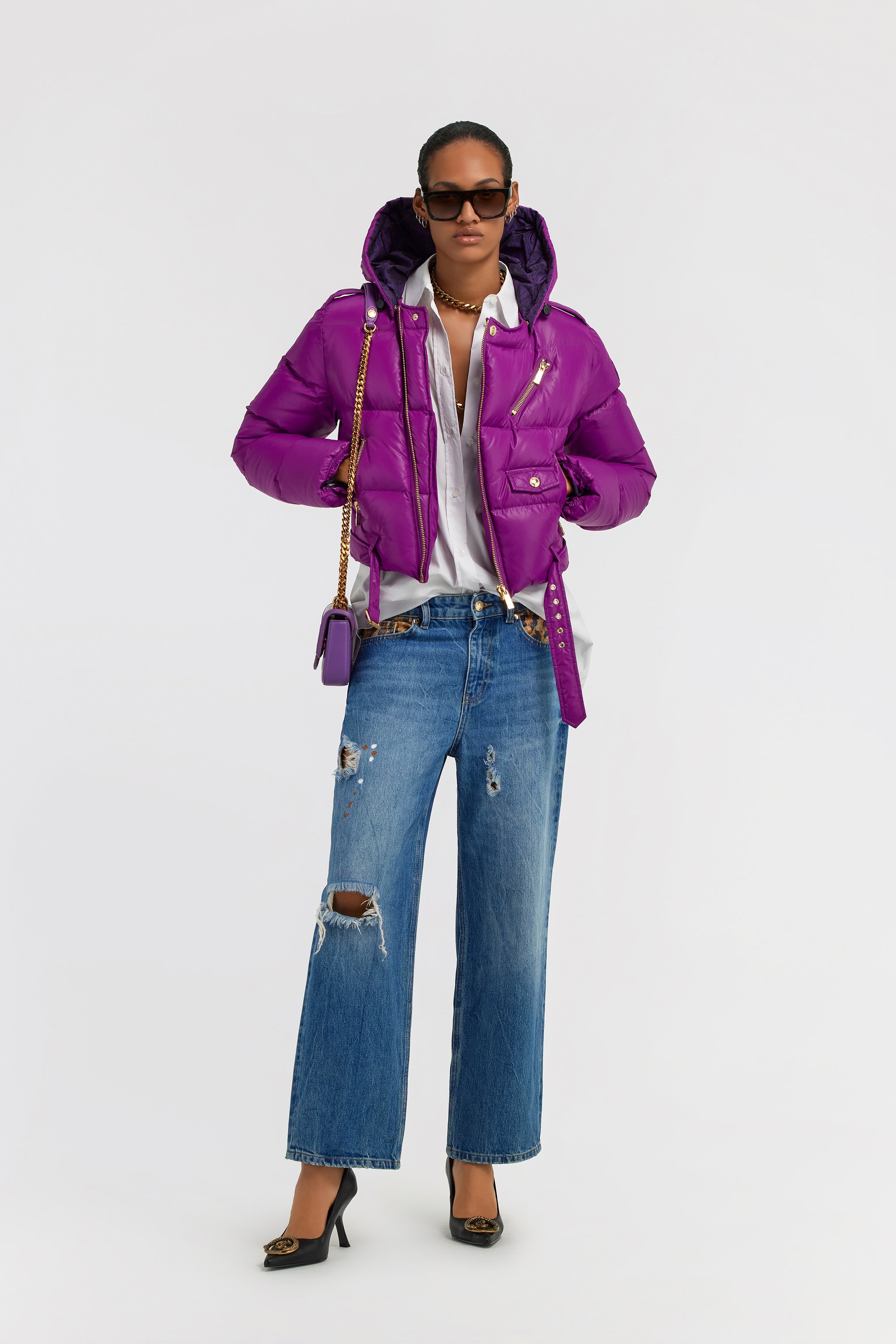 Shop Roberto Cavalli Just Cavalli Down Jacket In Purple