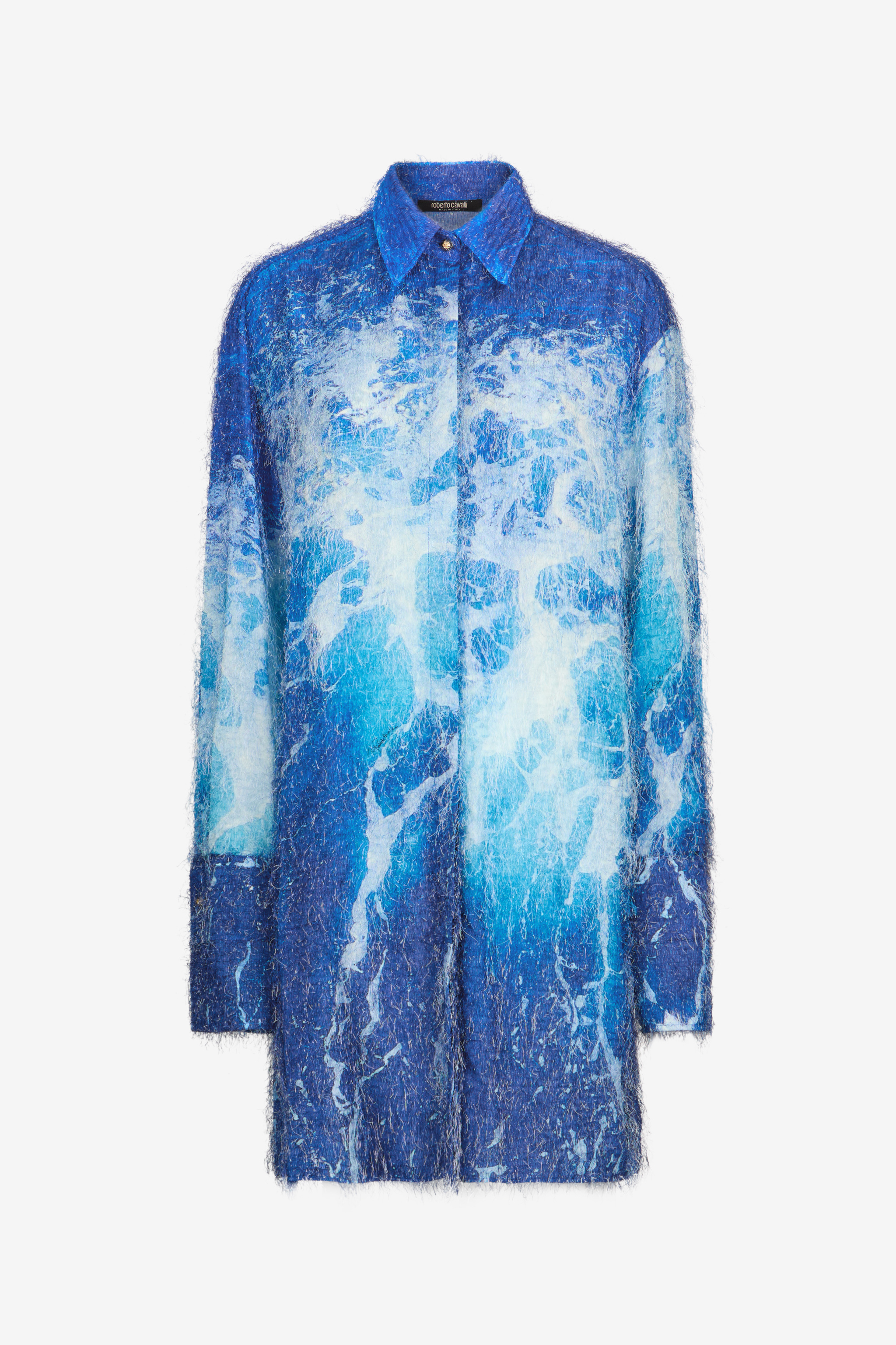 Roberto Cavalli Femme Bleu Chemise Imprimée Stretto Di Messina - Prêt-À-Porter