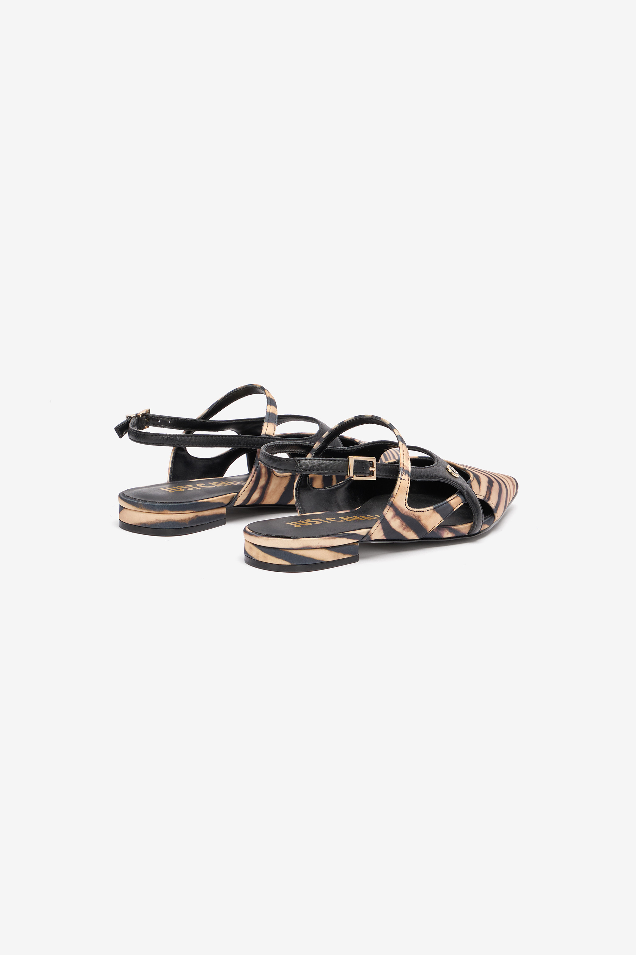 ROBERTO CAVALLI FLACHE SLINGBACKS MIT PRINT TIGER SKIN 