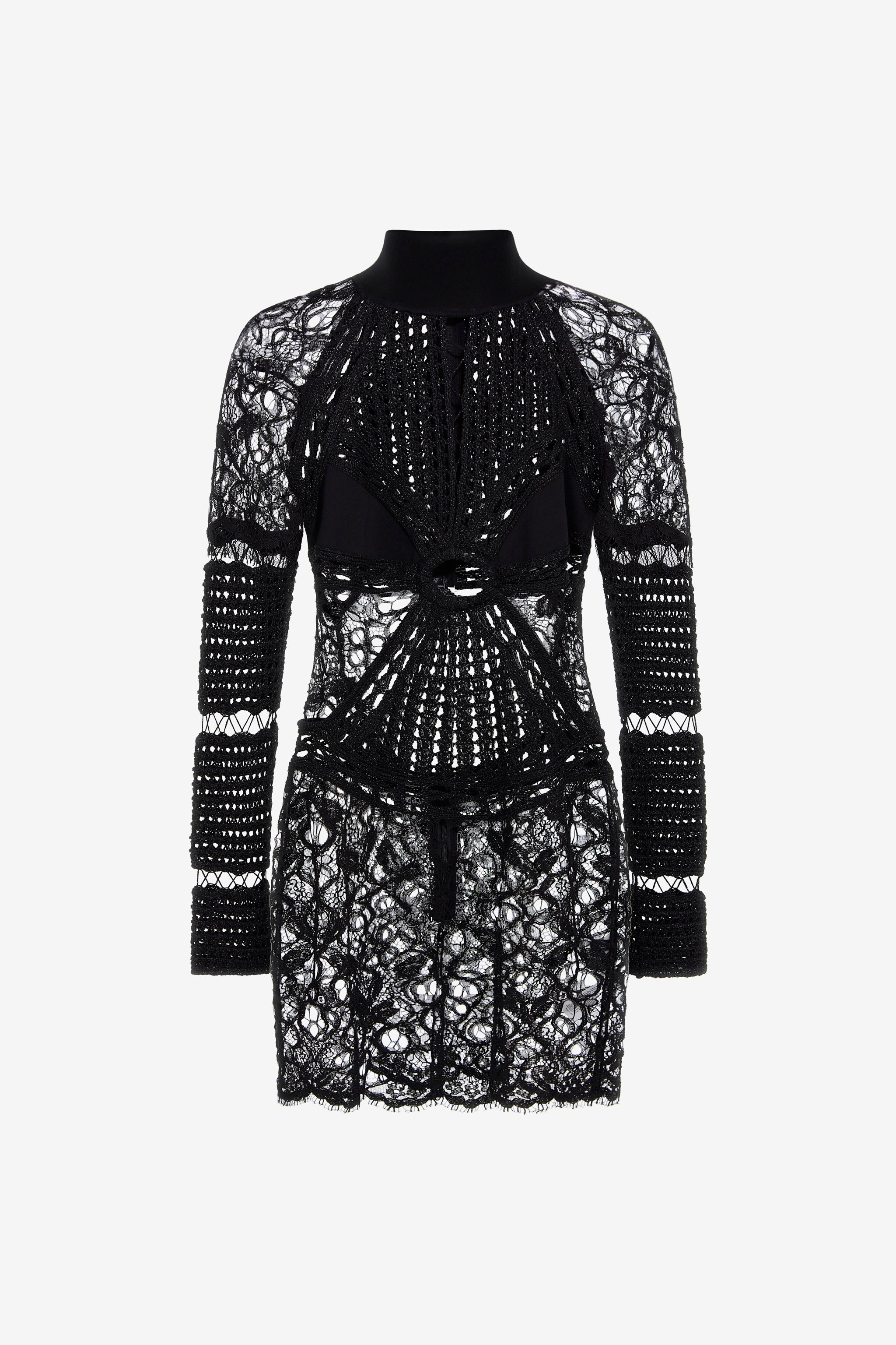 Short embroidered knit dress