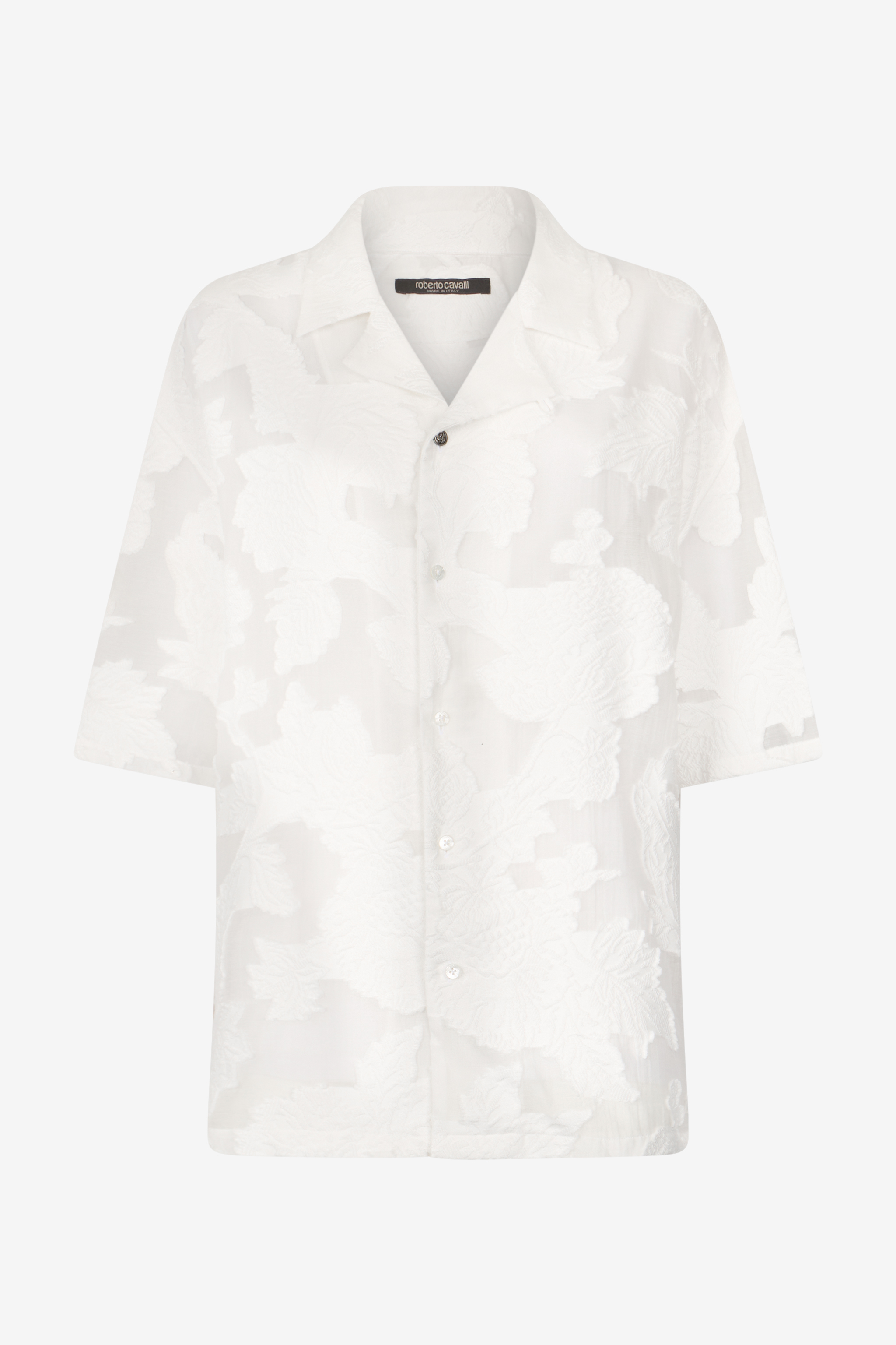 Roberto Cavalli Bowling Shirt With Floral Pattern In White