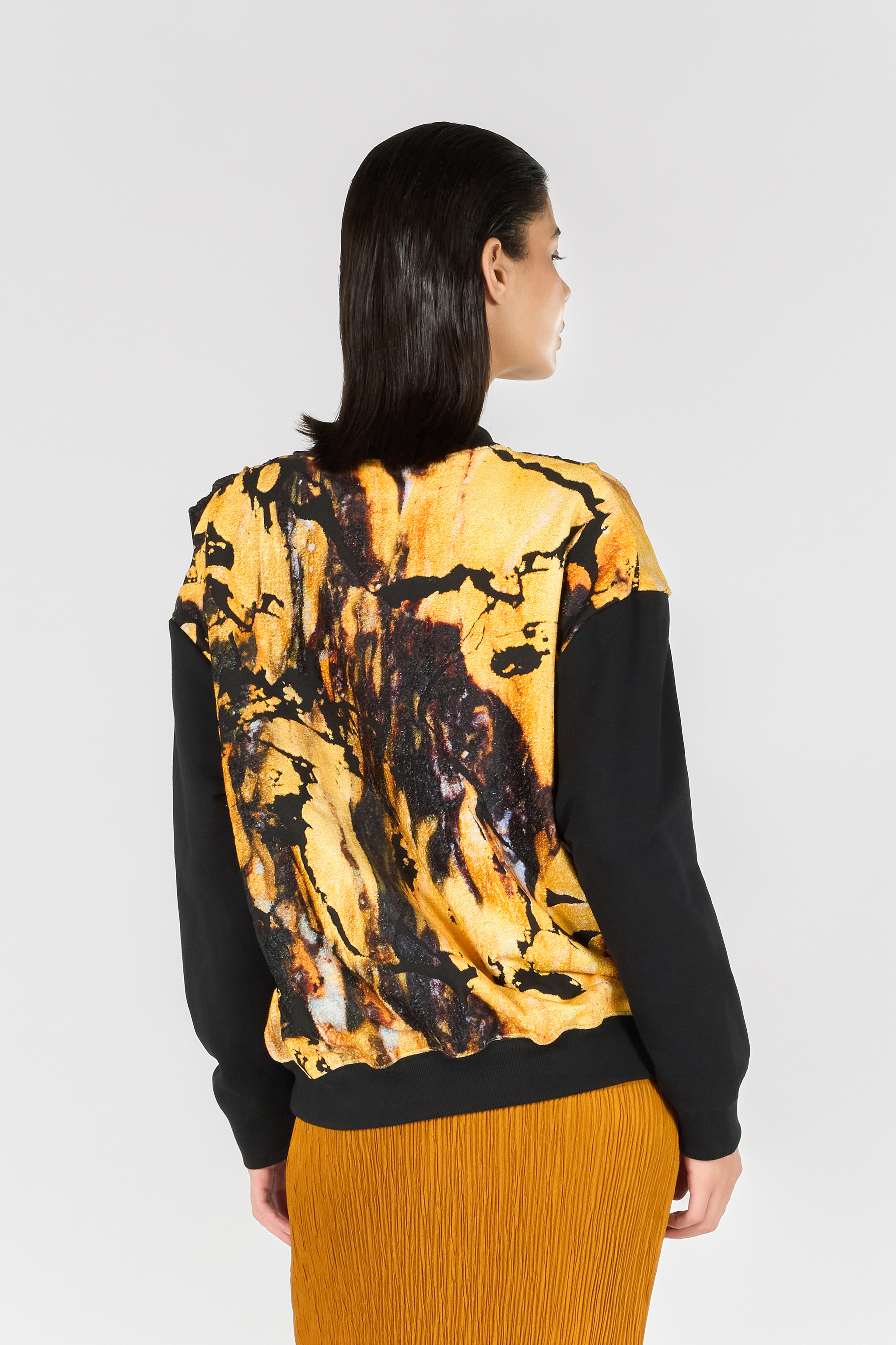 Roberto Cavalli Marble Print Sweatshirt In Yellow