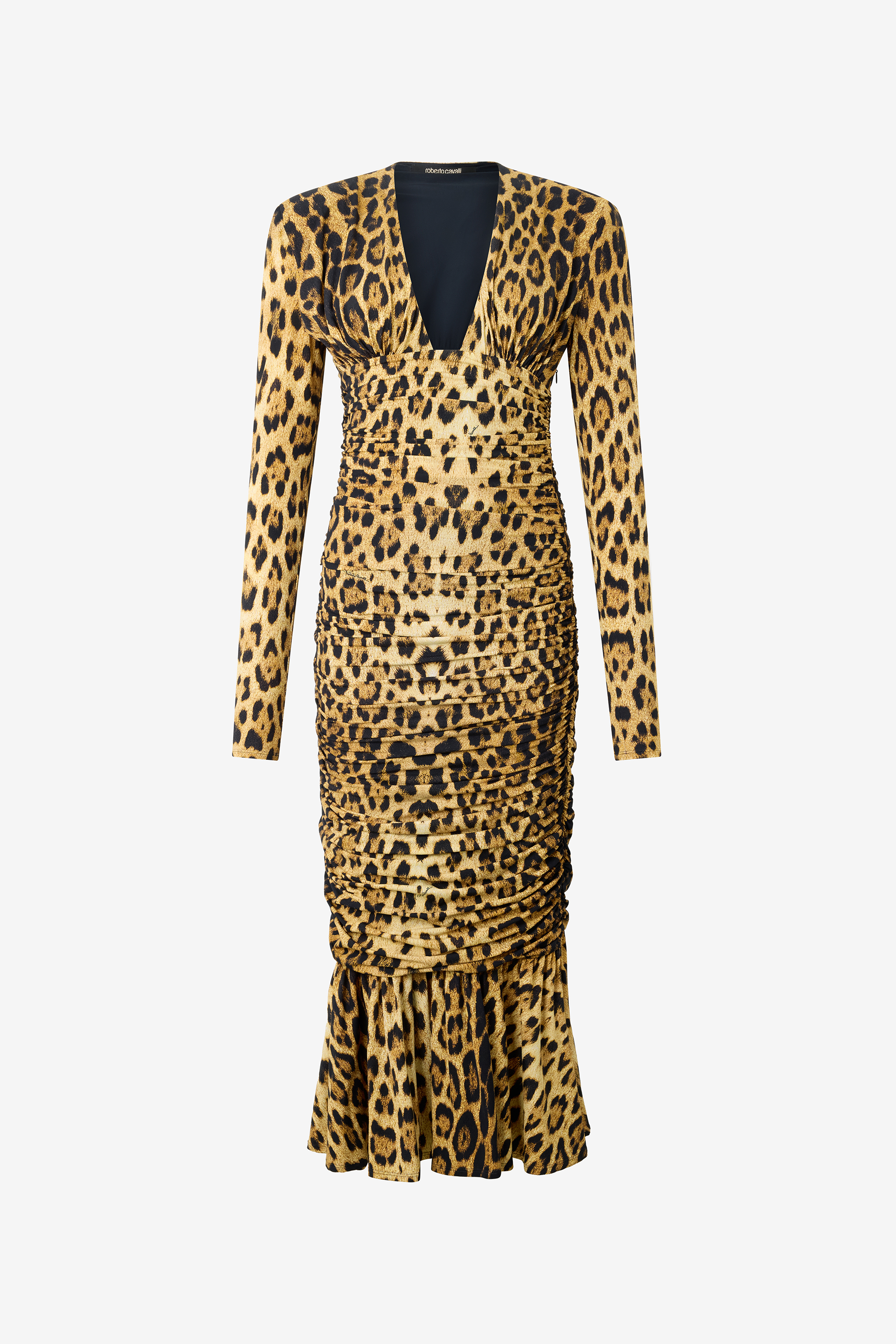 Roberto Cavalli Women's Brown Midi Dress With Jaguar Skin Print - Dresses
