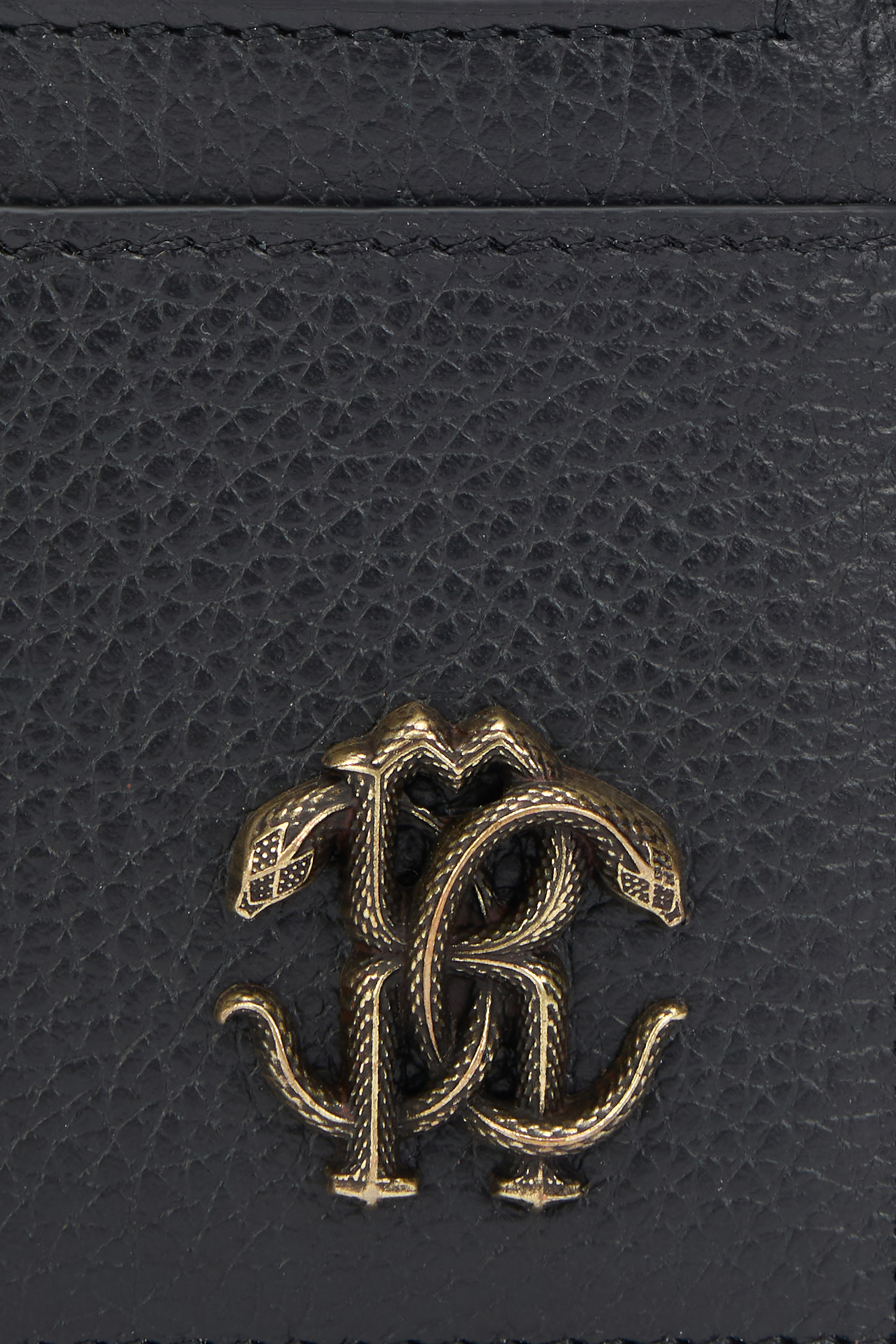 Black Card Holder with Mirror Snake Monogram