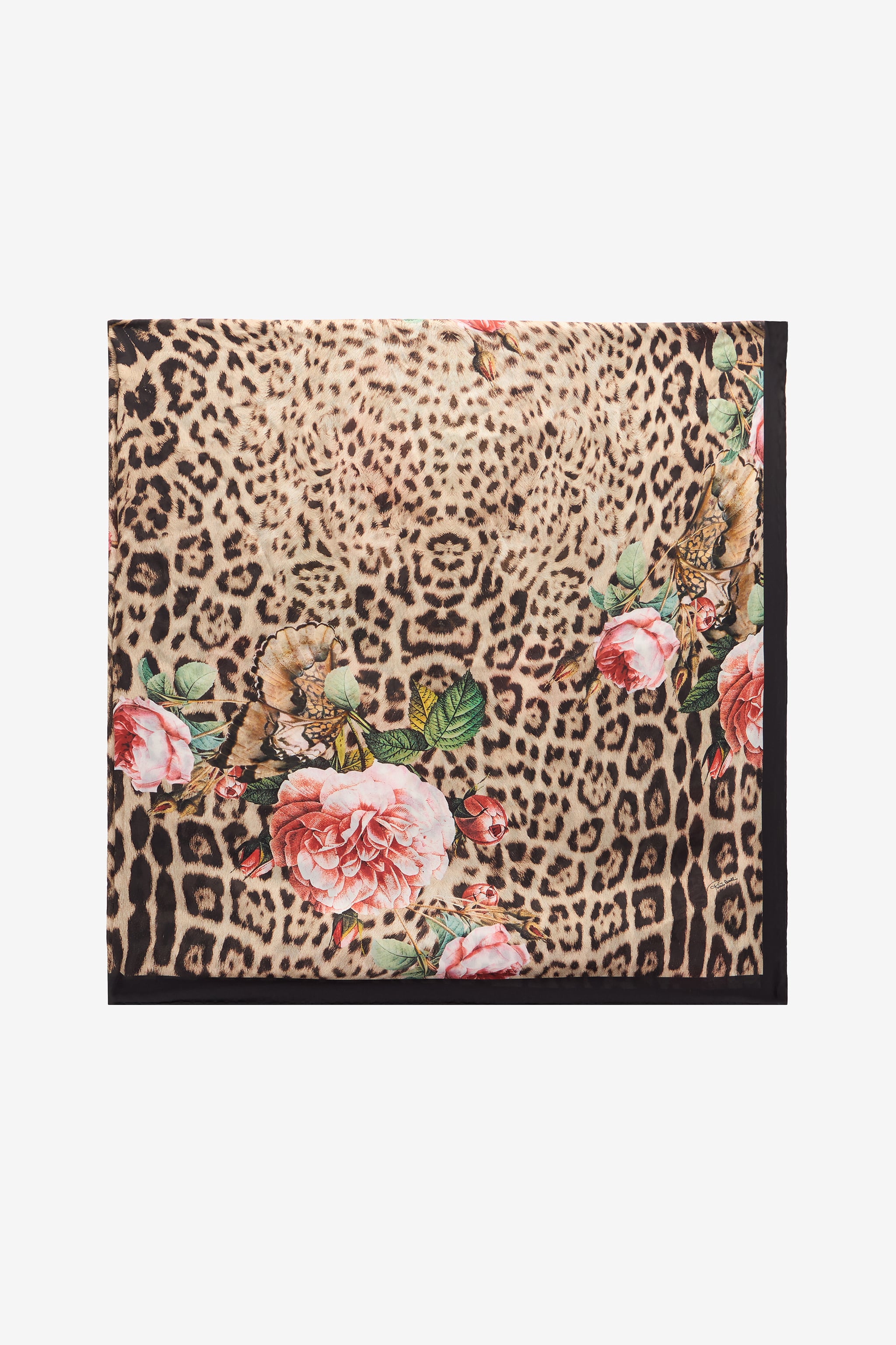 Roberto Cavalli Jaguar Roses Print Scarf