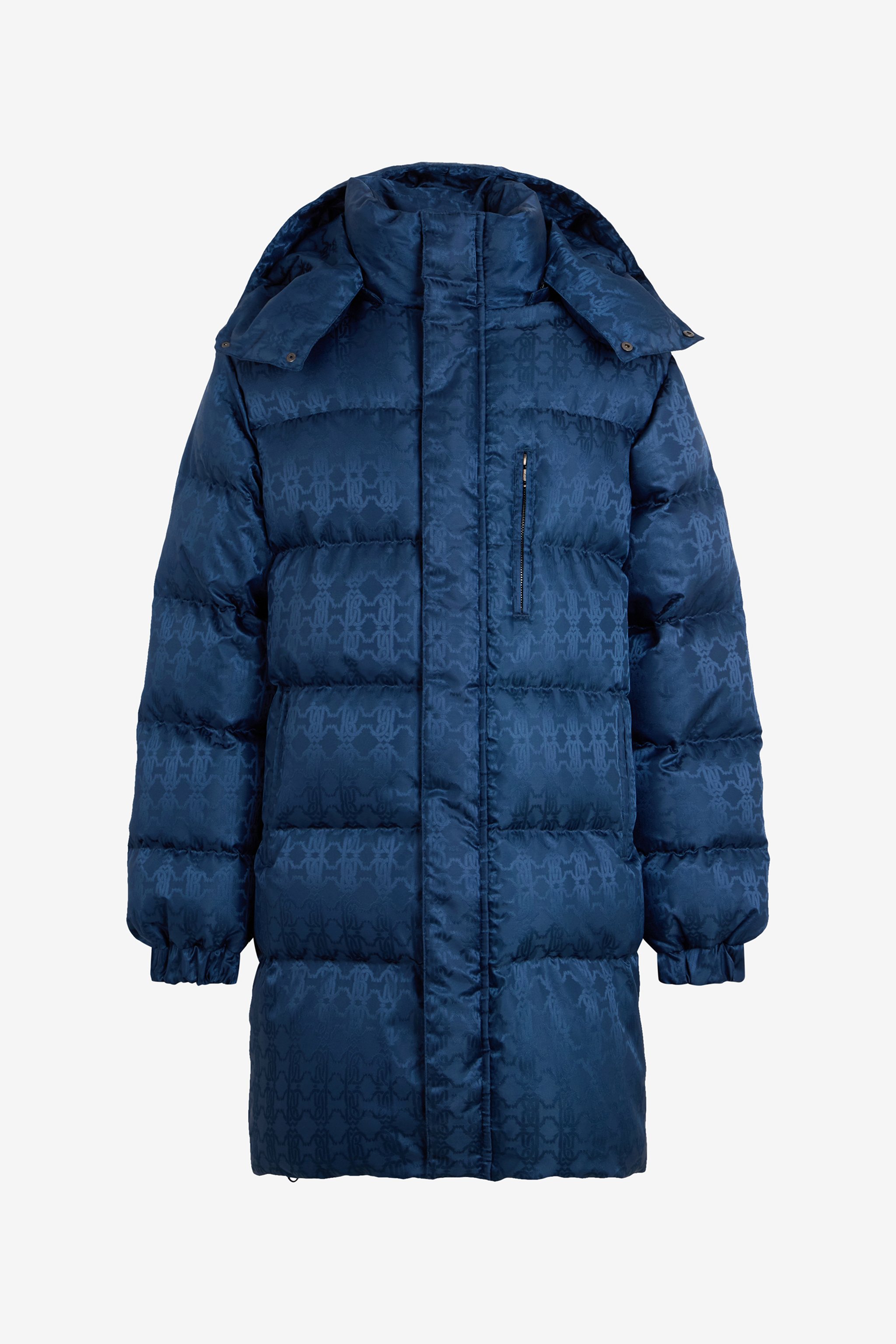 Blue Down Jacket with RC Monogram All Over