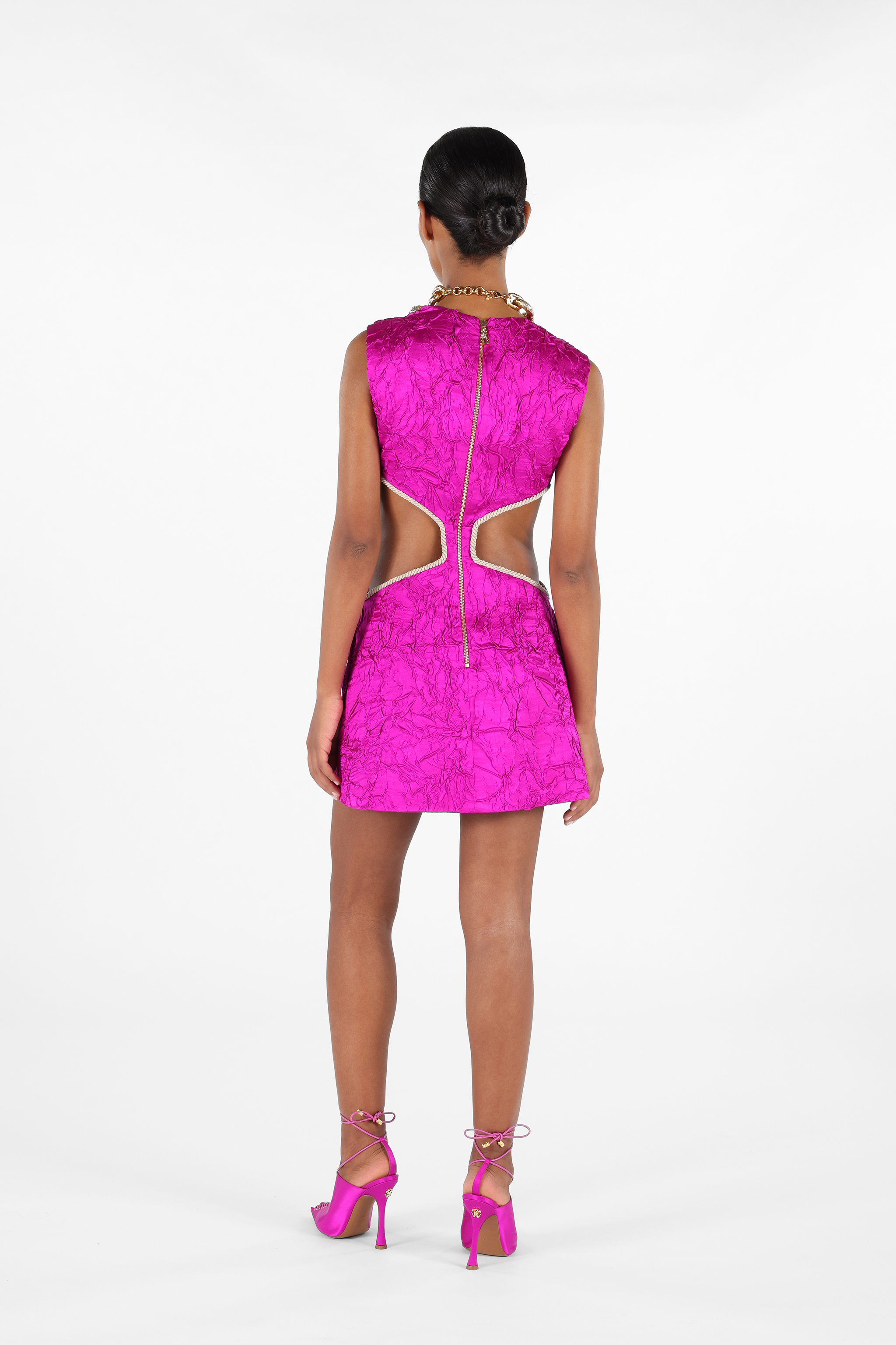 Roberto Cavalli Mini-kleid Mit Cut-out-detail In Fuchsia