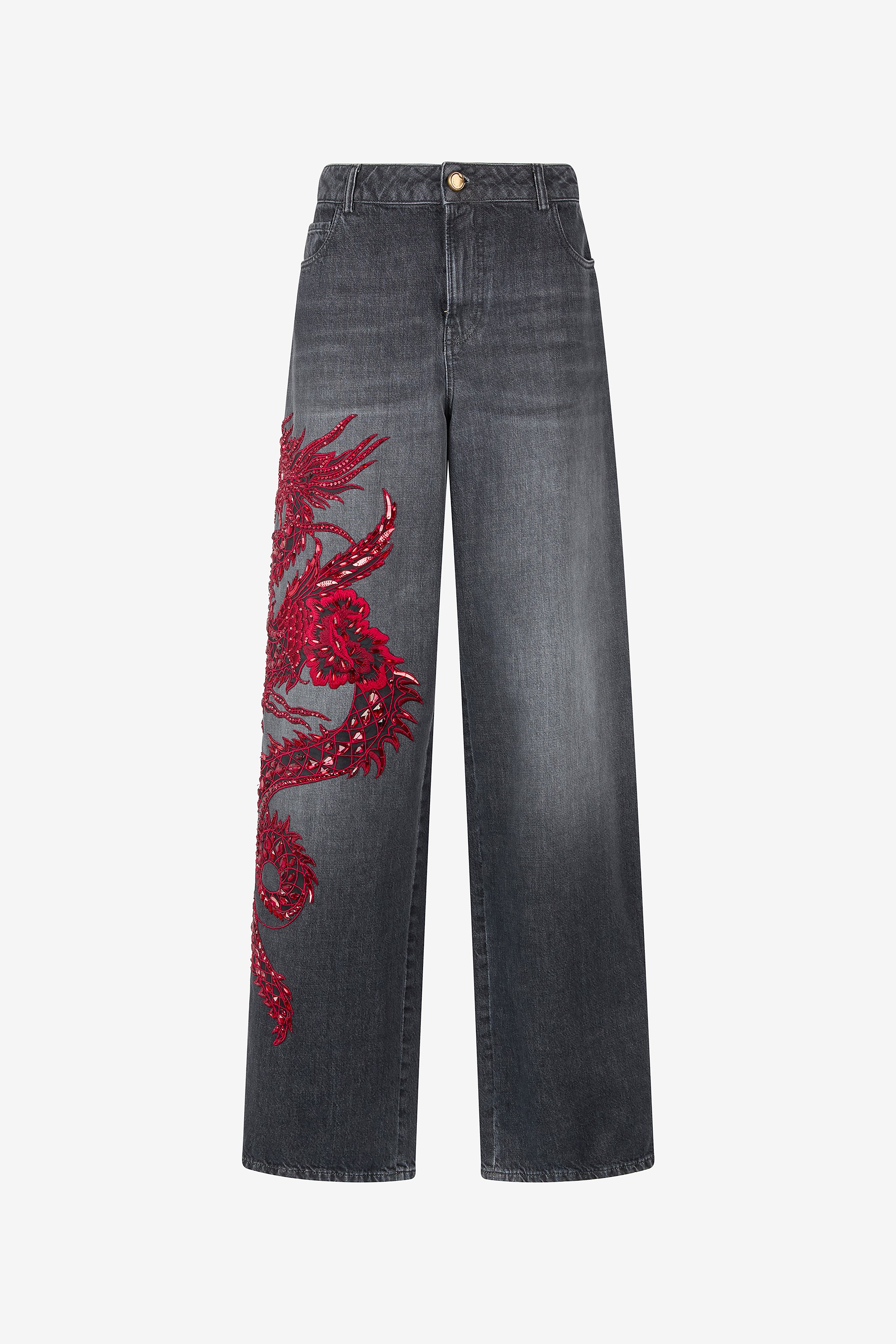 Jeans With Embroidery And Sequins